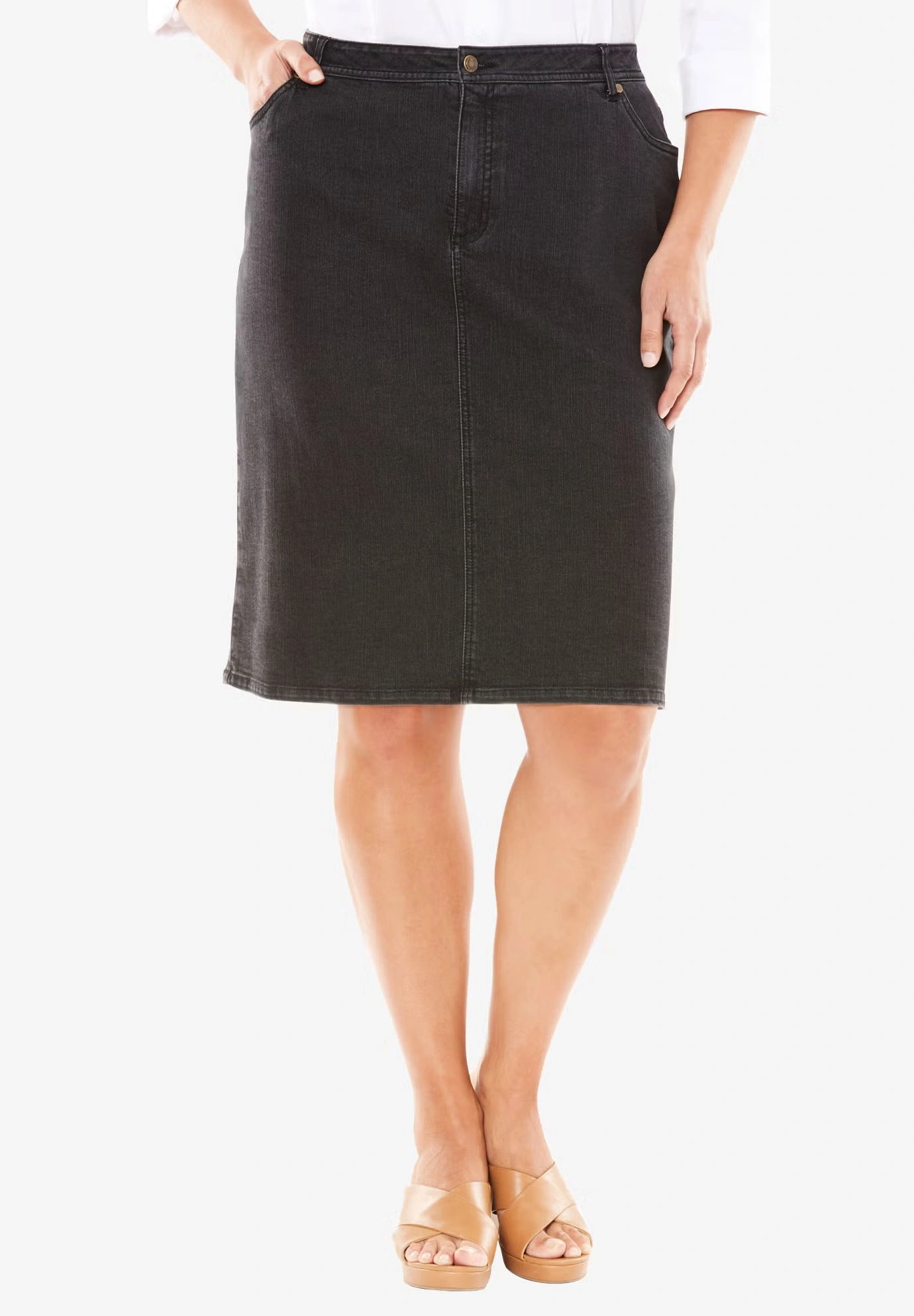 True Fit Stretch Denim Short Skirt