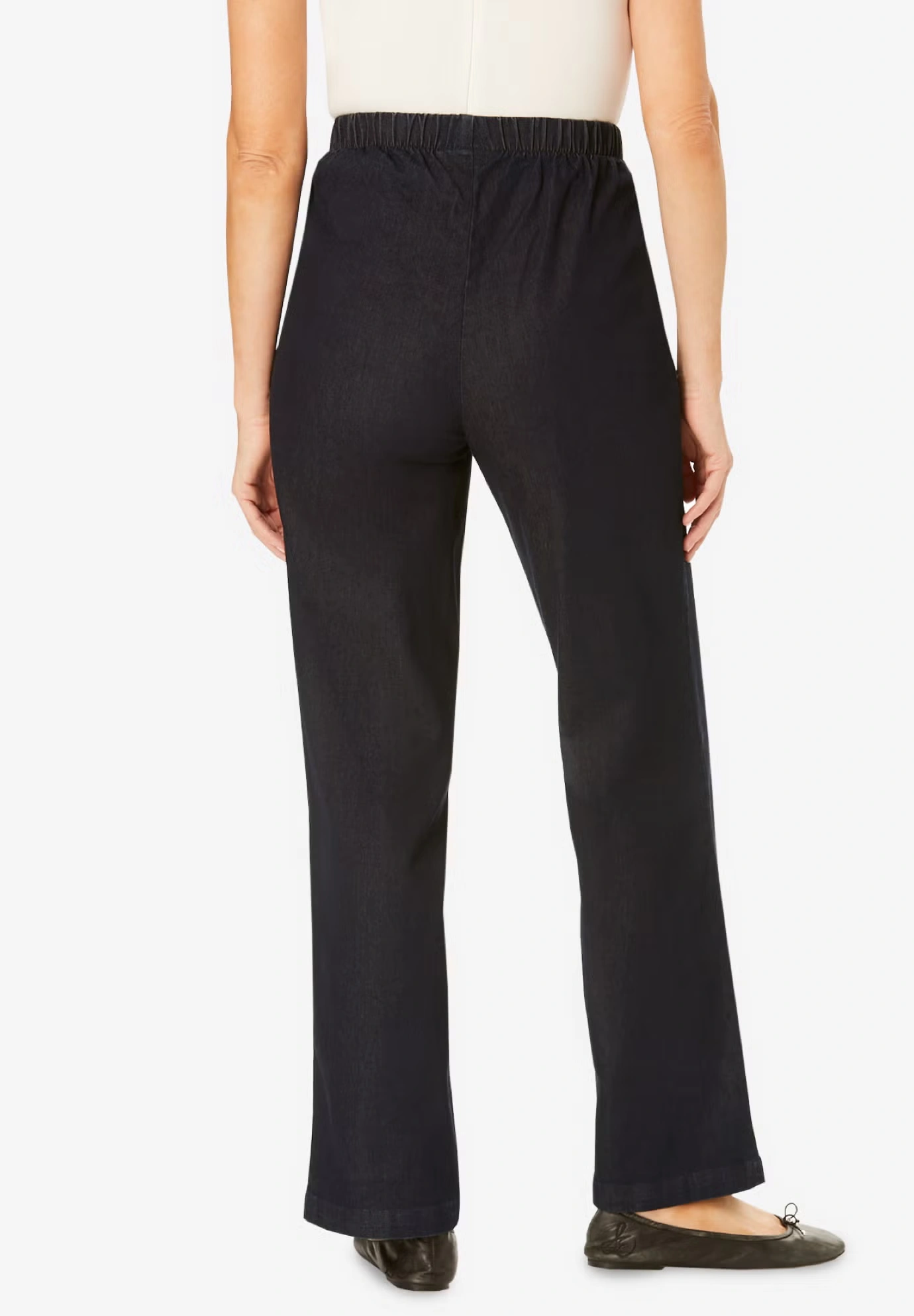 Fineline Stretch Denim Wide-Leg Pull-On Jeans