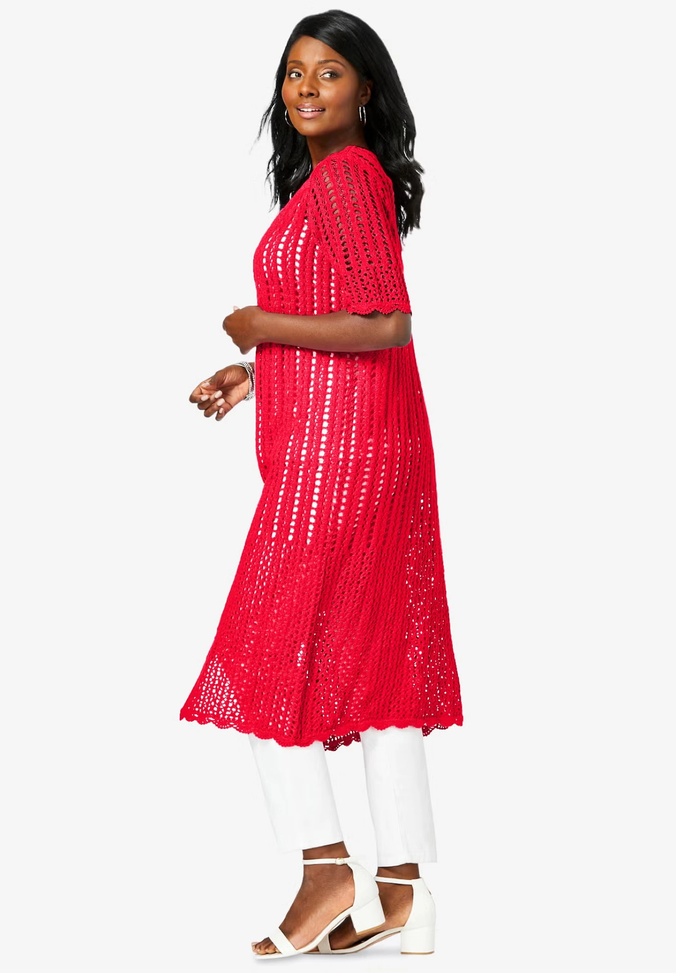 Scalloped Crochet Sweater Duster