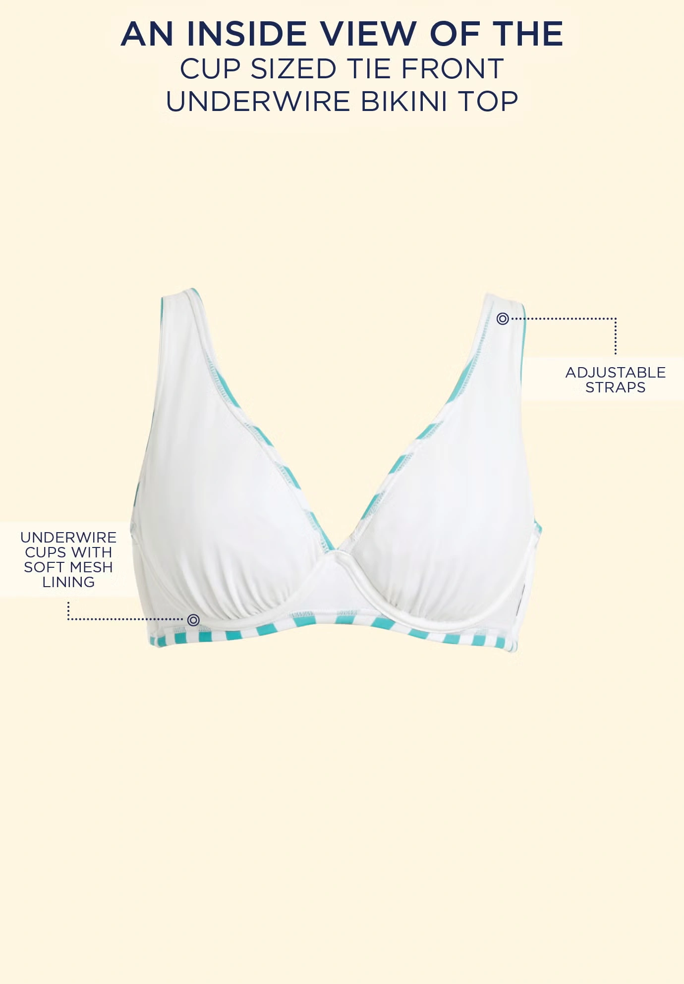 Cup Sized Tie Front Underwire Bikini Top