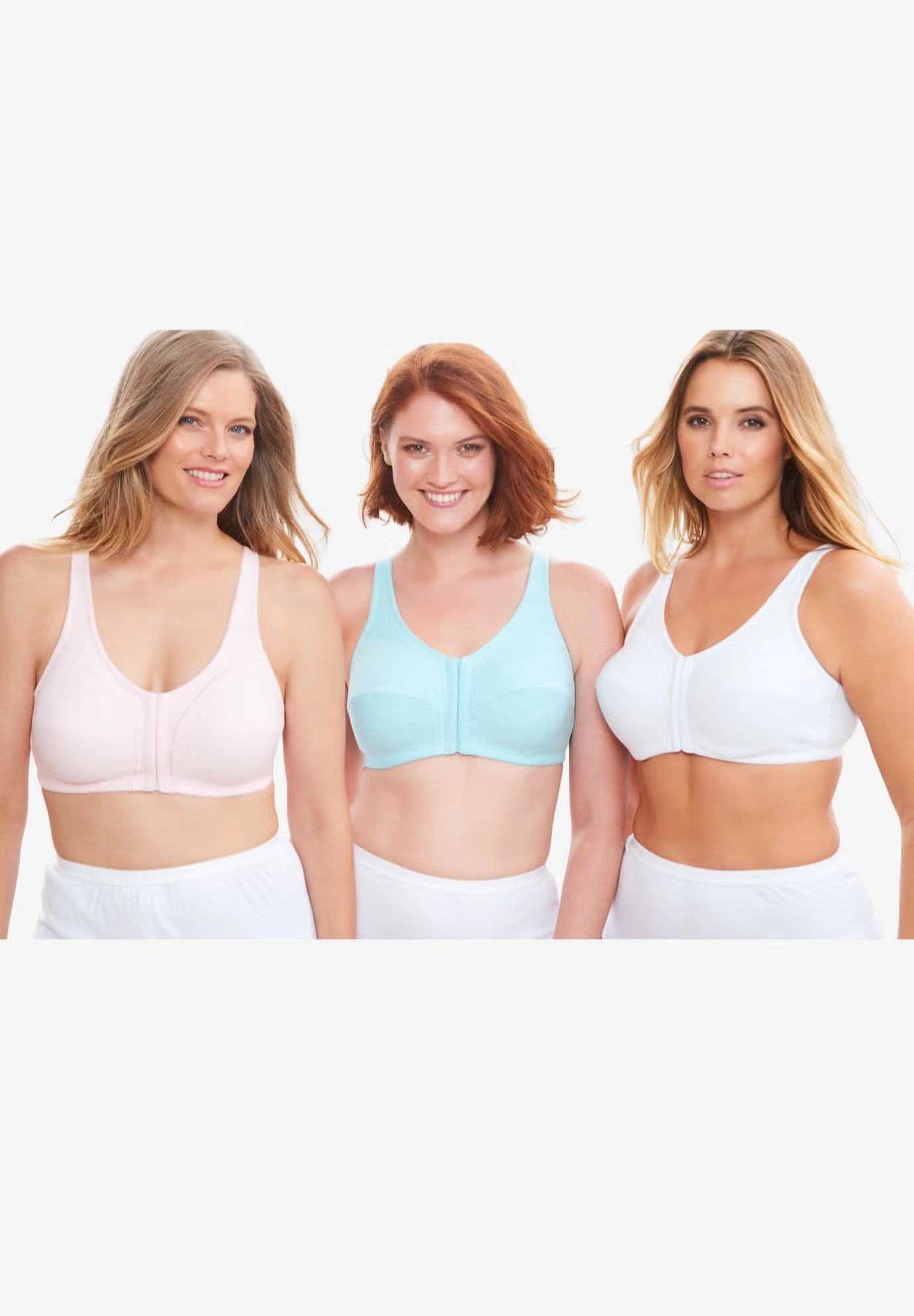 3-Pack Front-Close Cotton Wireless Bra