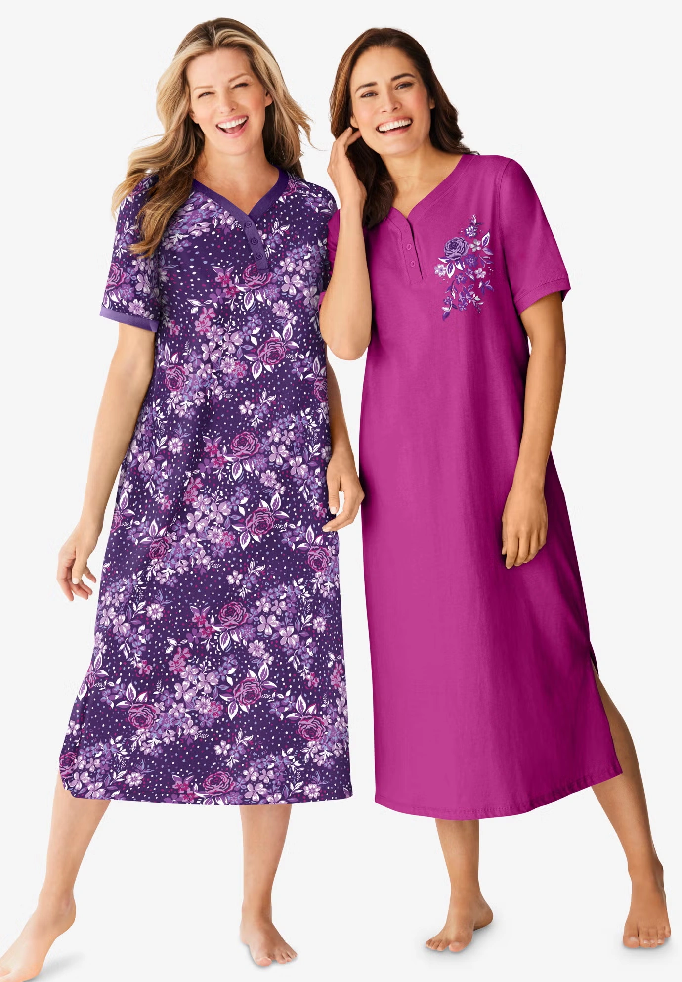 2-Pack Long Henley Sleepshirt