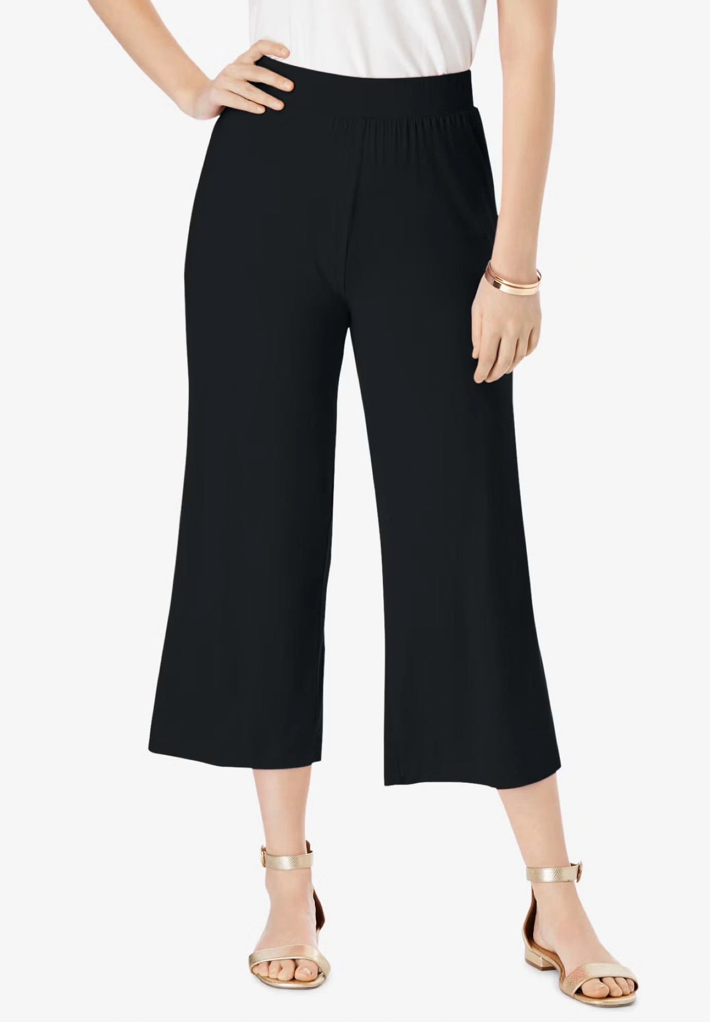 Everyday Stretch Knit Wide Leg Crop Pant