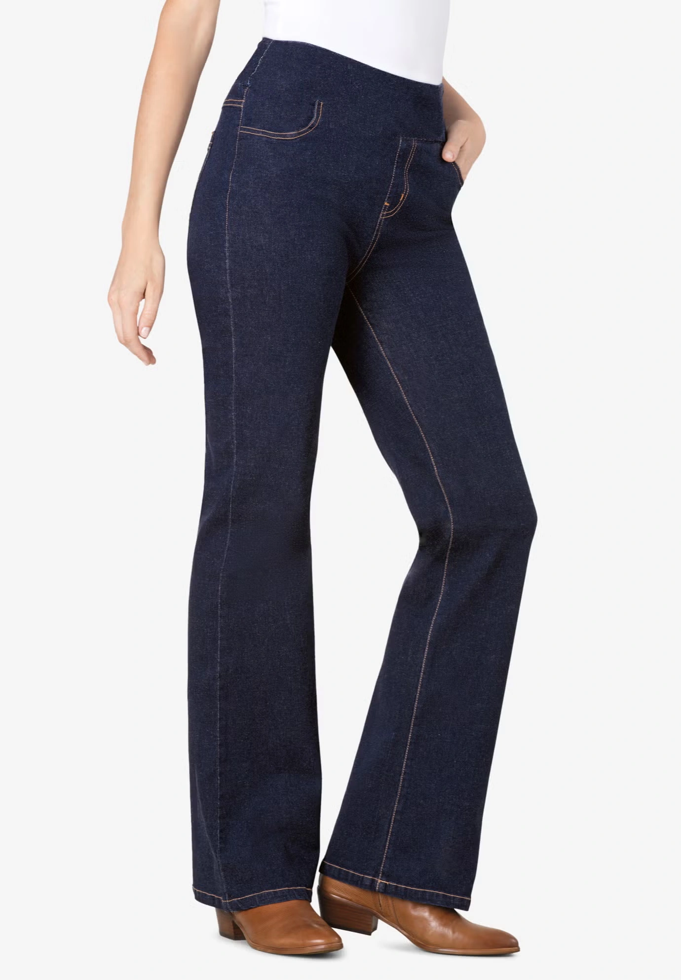 Flex-Fit Pull-On Bootcut Gap-Free Stretch Denim Jeans