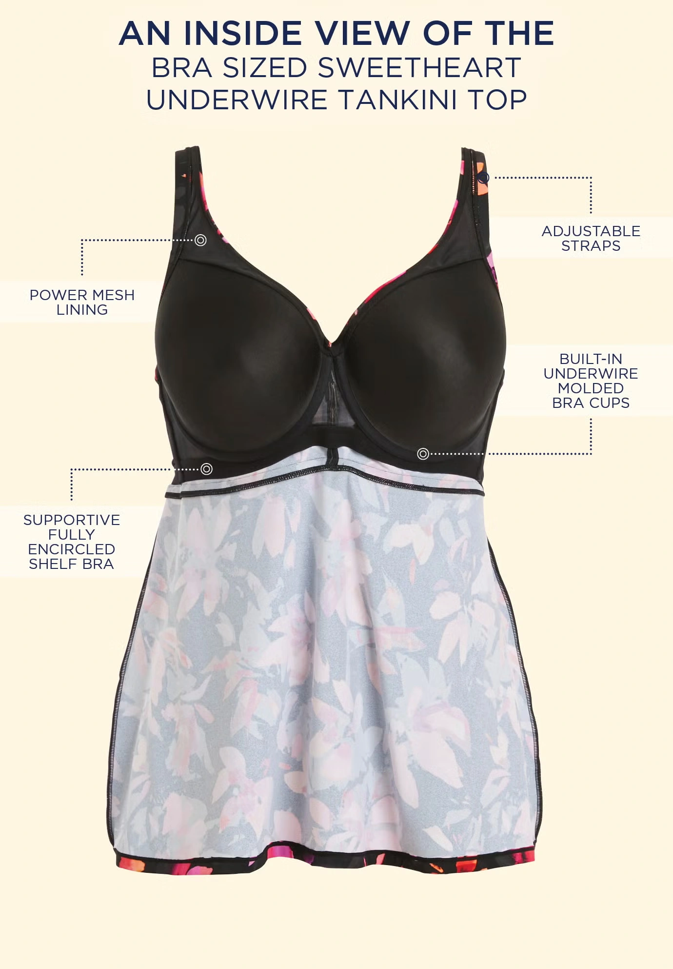 Bra Sized Sweetheart Underwire Tankini Top 3 Bra Sized Sweetheart Underwire Tankini Top
