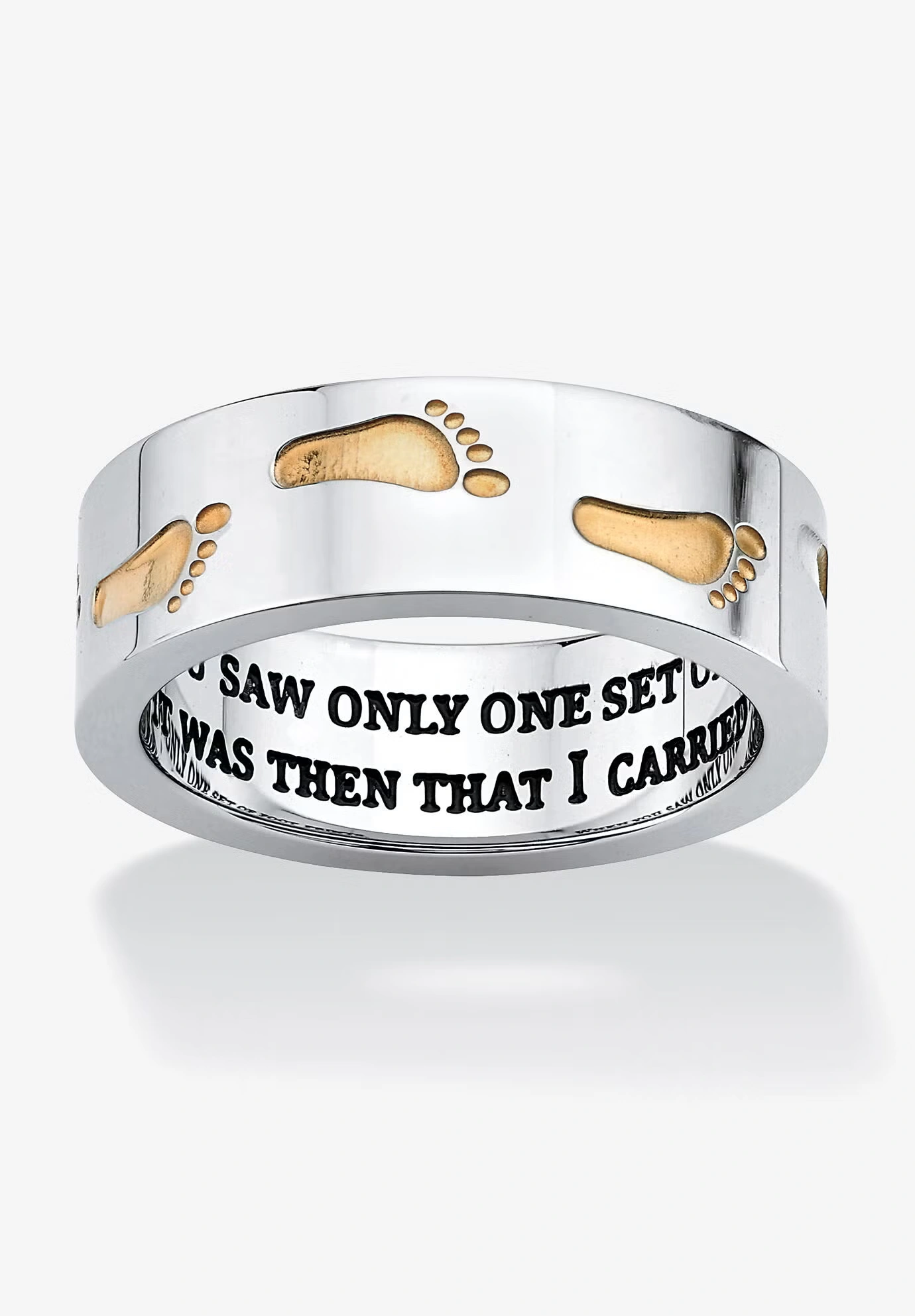 Gold Ion-Plated Stainless Steel Two-Tone "Footprints in the Sand" Ring