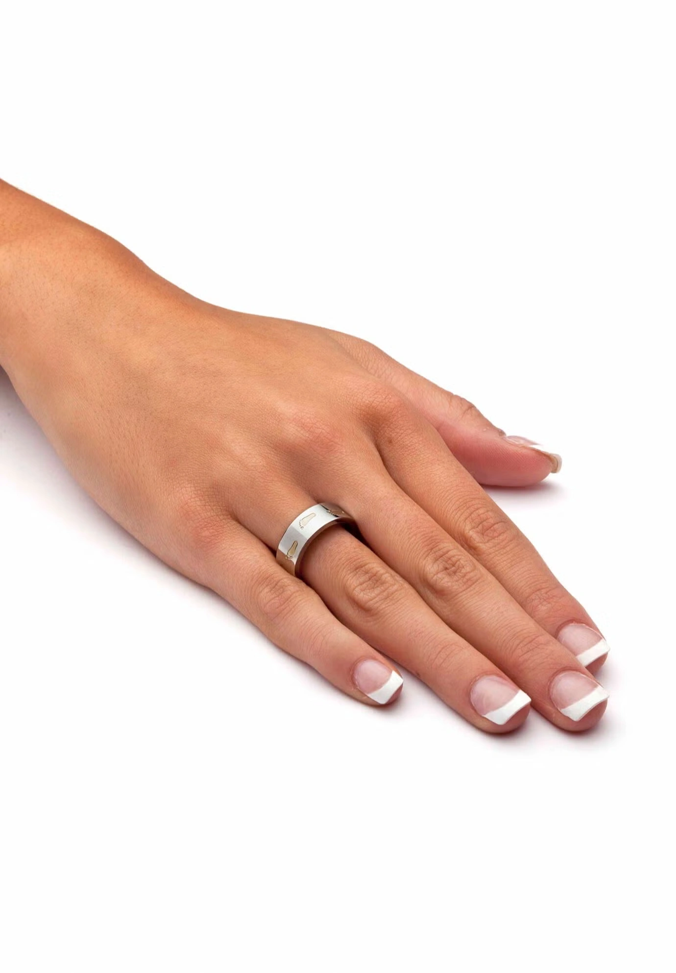 Gold Ion-Plated Stainless Steel Two-Tone "Footprints in the Sand" Ring