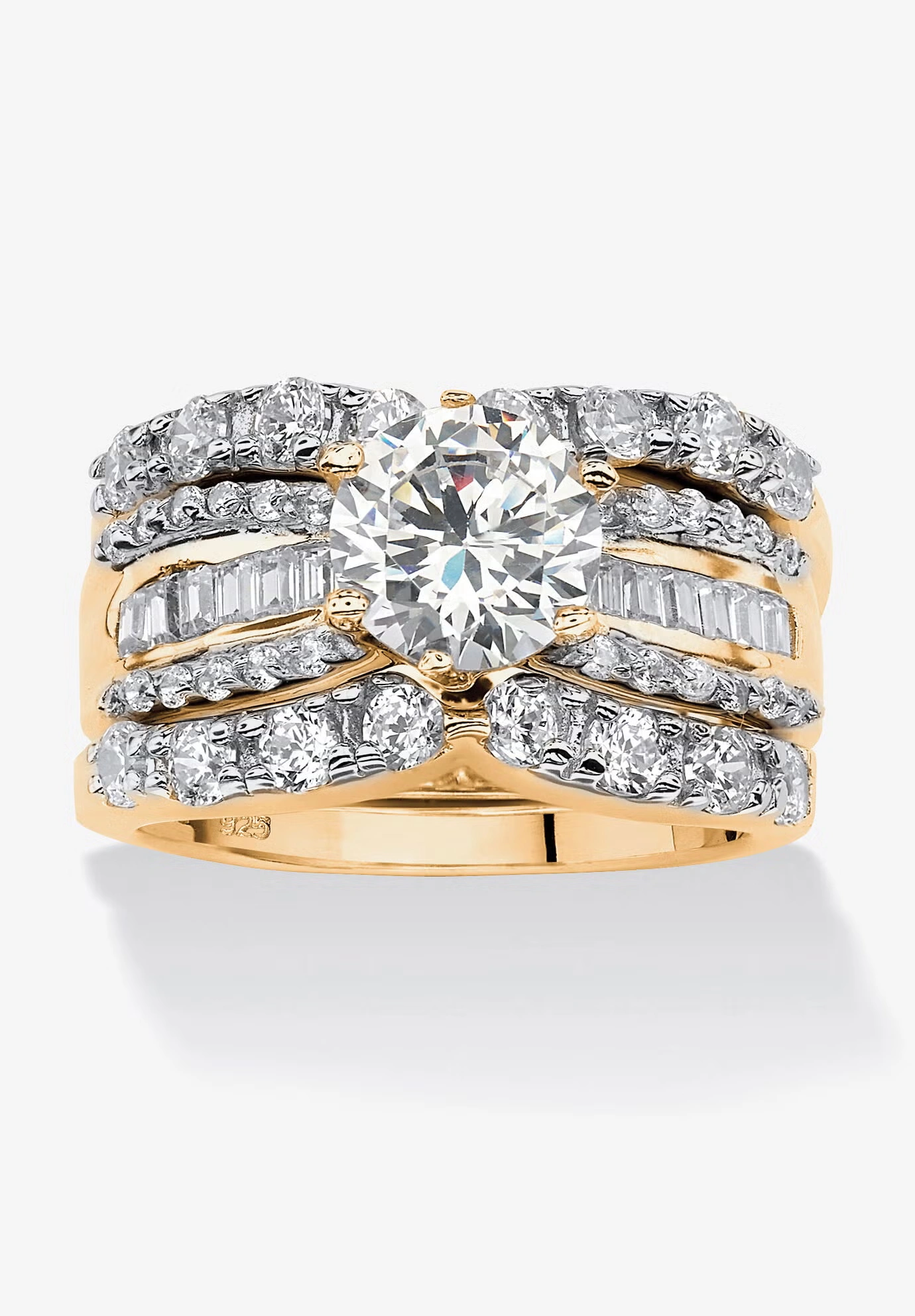 Gold over Silver Bridal Ring Set Cubic Zirconia (5 5/8 cttw TDW)