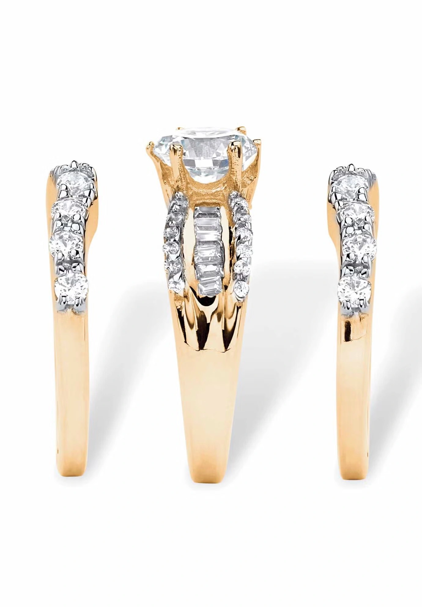 Gold over Silver Bridal Ring Set Cubic Zirconia (5 5/8 cttw TDW)
