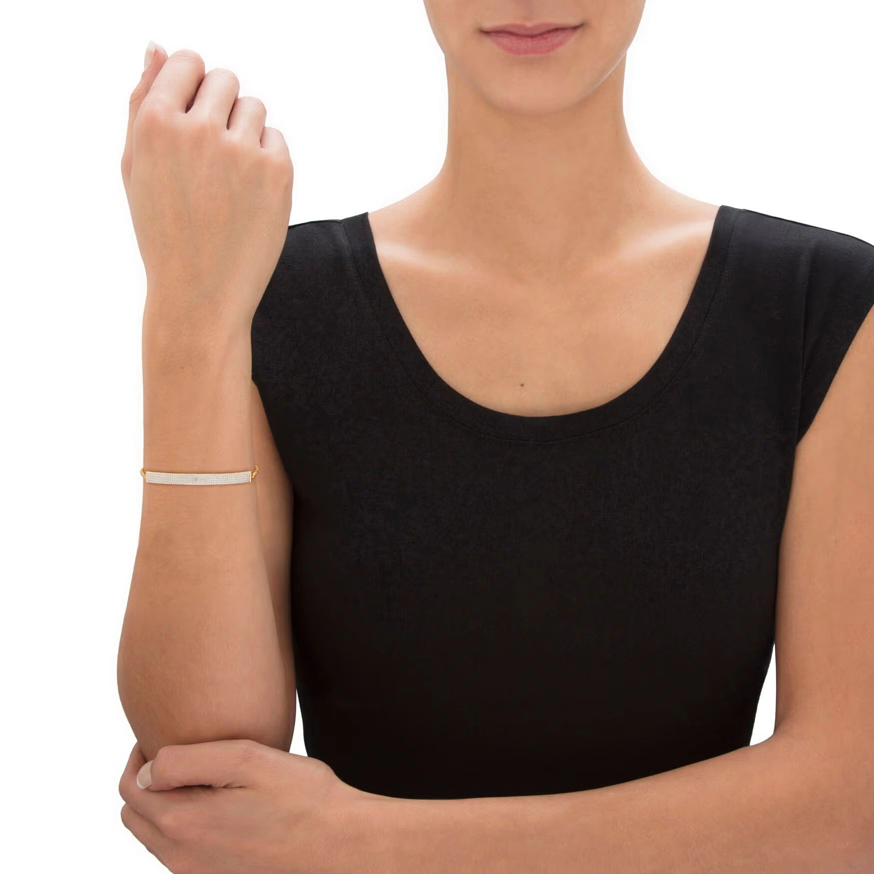 18K Gold-Plated Diamond Accent Demi Hoop Earrings, Ring and Adjustable Bolo Bracelet Set 9" 3 18K Gold-Plated Diamond Accent Demi Hoop Earrings, Ring and Adjustable Bolo Bracelet Set 9"