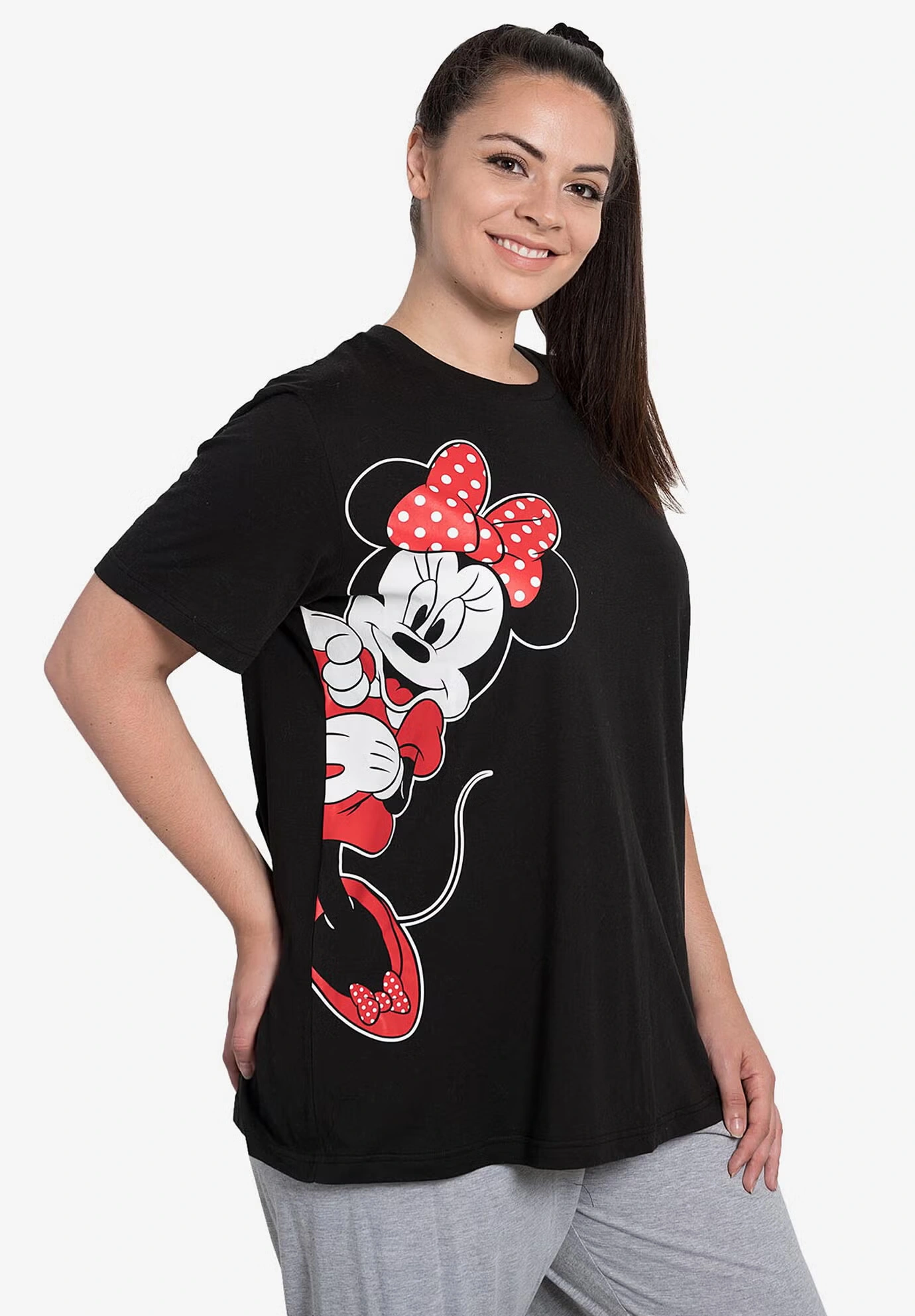 Disney Women's Minnie Mouse Leaning Short Sleeve T-Shirt Black 3 Disney Women's Minnie Mouse Leaning Short Sleeve T-Shirt Black