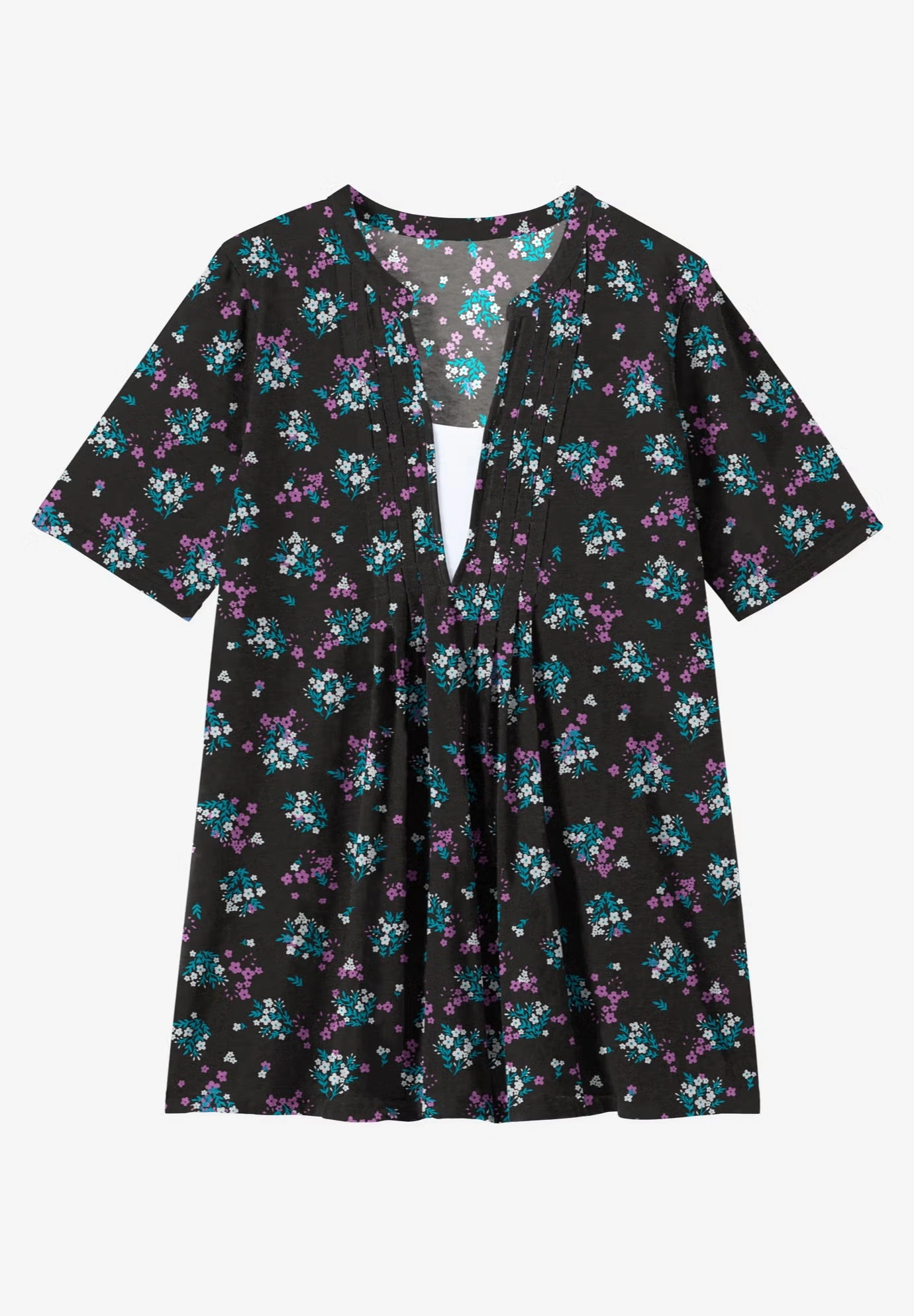 7-Day Layer-Look Elbow-Sleeve Tee 6 7-Day Layer-Look Elbow-Sleeve Tee