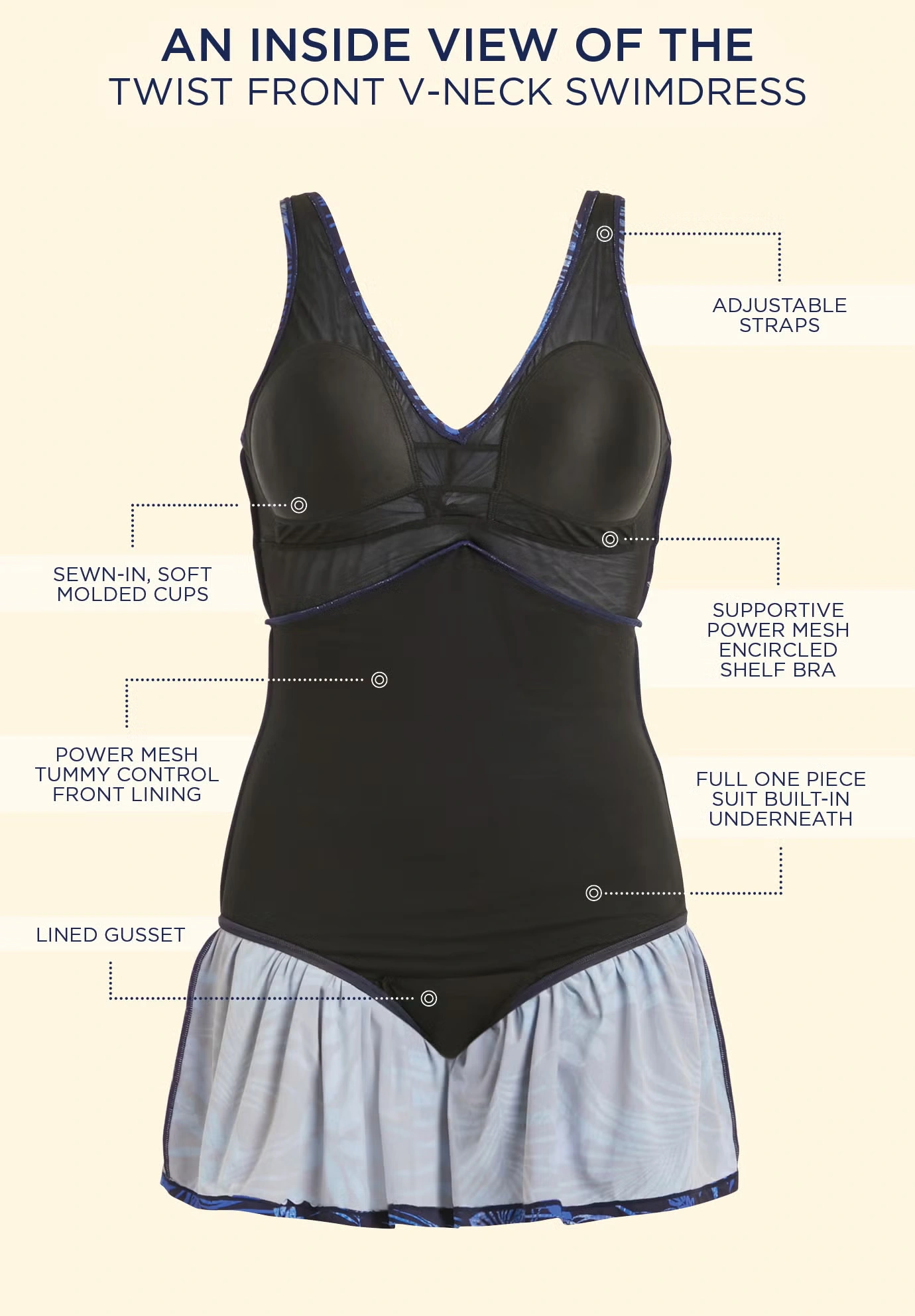 Twist Front V-Neck Swimdress