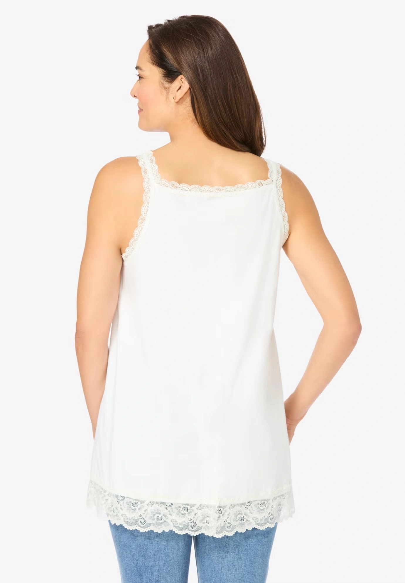 Lace-Trim V-Neck Tank