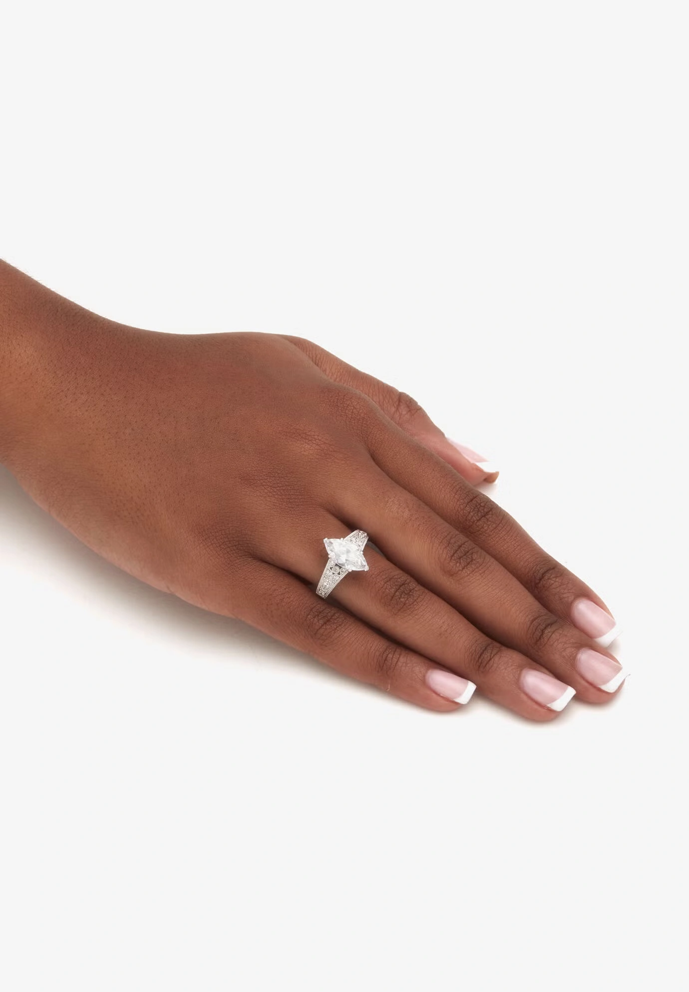 3.23 Tcw Cubic Zirconia Platinum-Plated Sterling Silver Engagement Ring