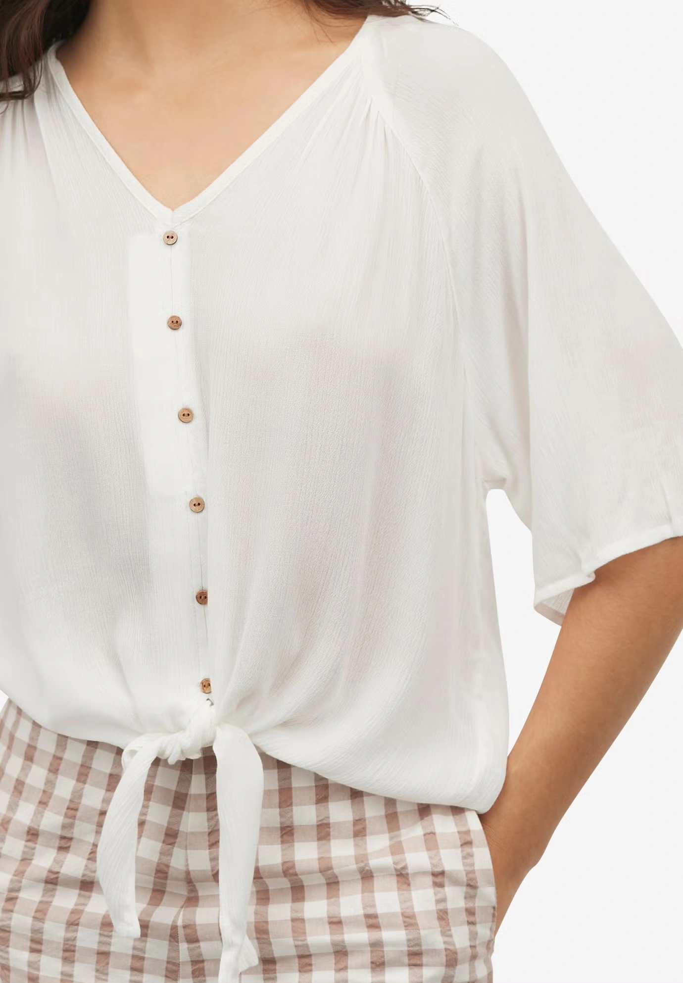 Crinkle Tie-Front Blouse 3 Crinkle Tie-Front Blouse