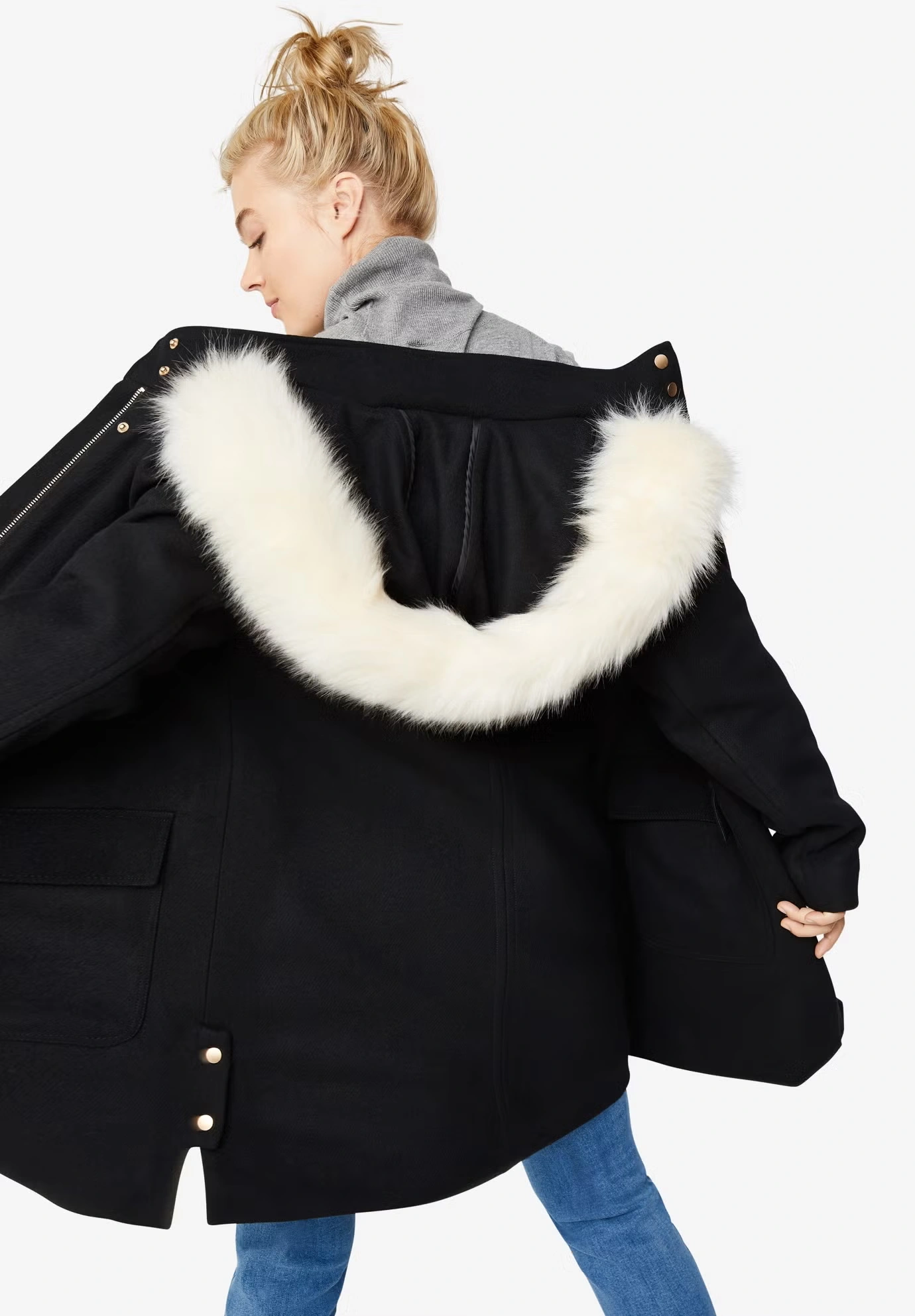 Side-Snap Wool Parka