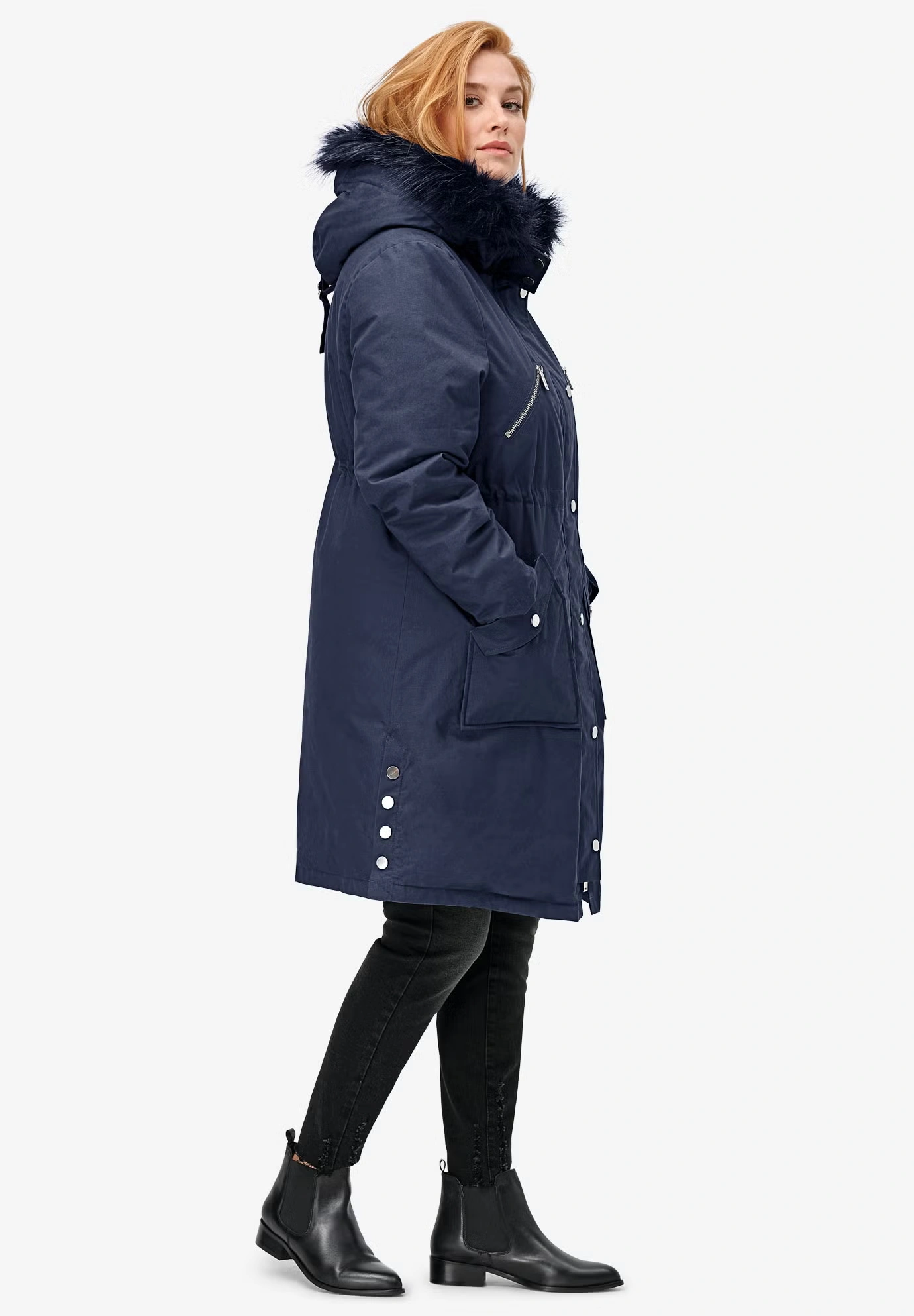 Side-Snap Zip-Front Parka