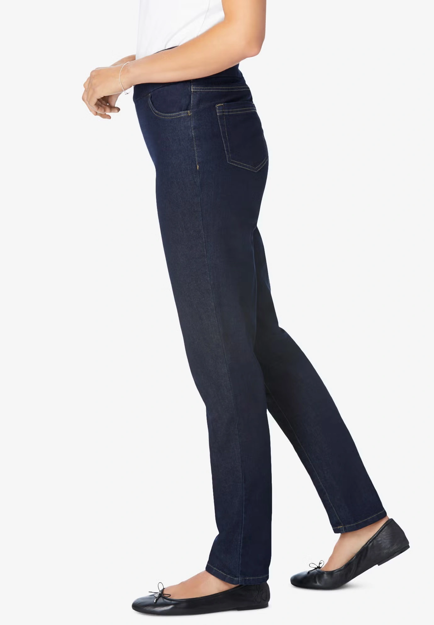 Flex-Fit Slim-Leg Pull-On Gap-Free Stretch-Denim Jeans