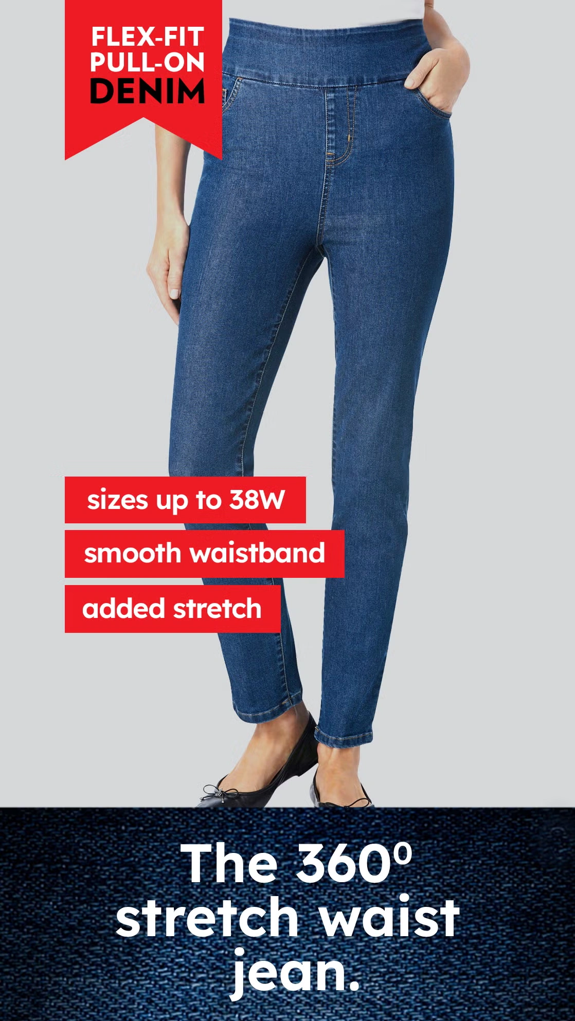 Flex-Fit Slim-Leg Pull-On Gap-Free Stretch-Denim Jeans 3 Flex-Fit Slim-Leg Pull-On Gap-Free Stretch-Denim Jeans