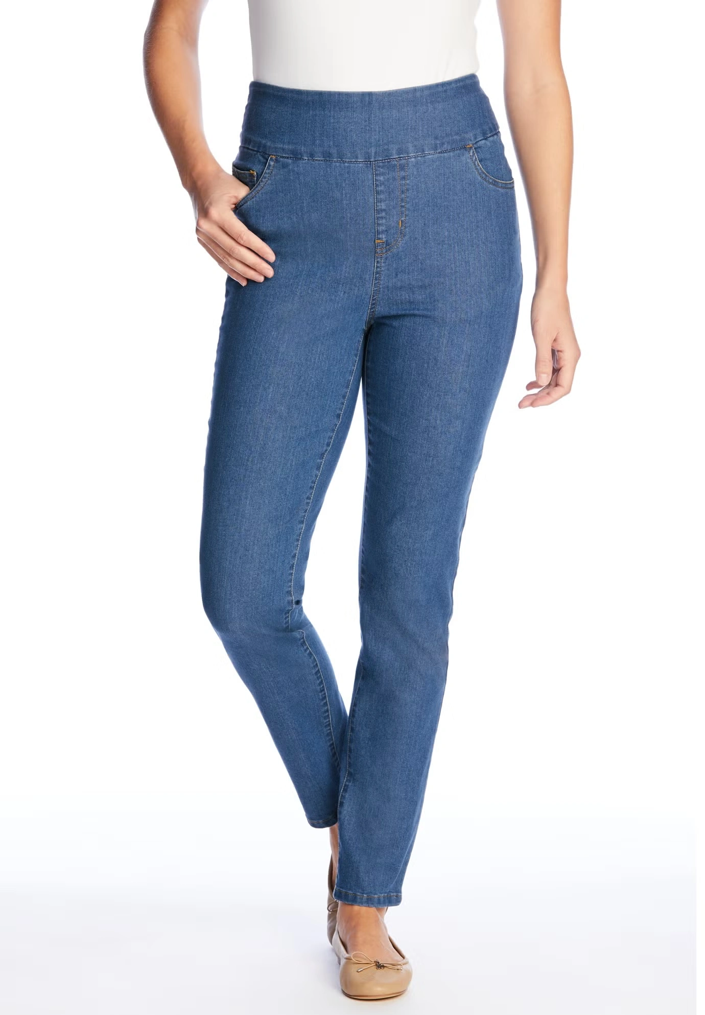Flex-Fit Slim-Leg Pull-On Gap-Free Stretch-Denim Jeans 4 Flex-Fit Slim-Leg Pull-On Gap-Free Stretch-Denim Jeans