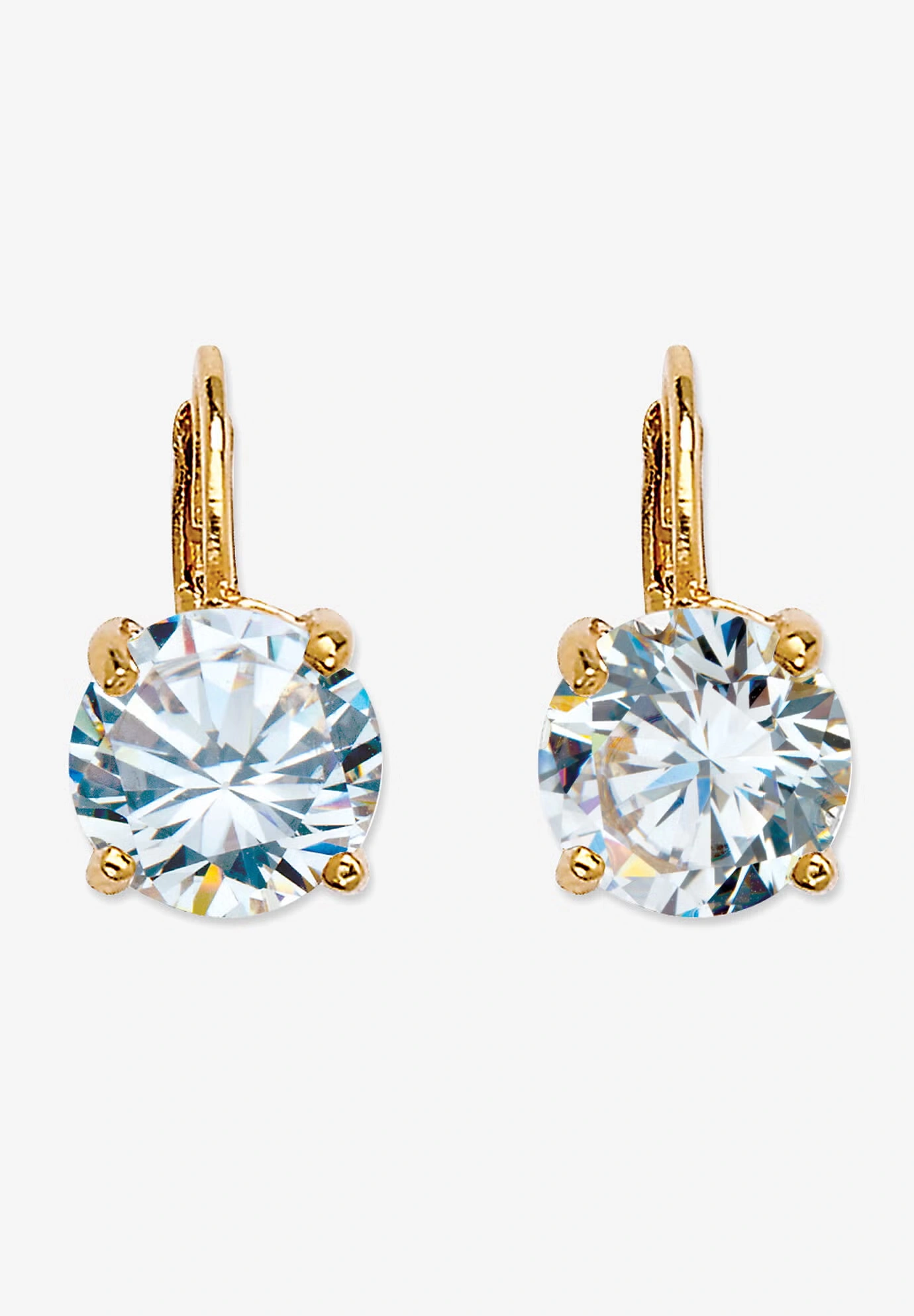 Cubic Zirconia Drop Earrings in Yellow Goldplate (13x8mm)