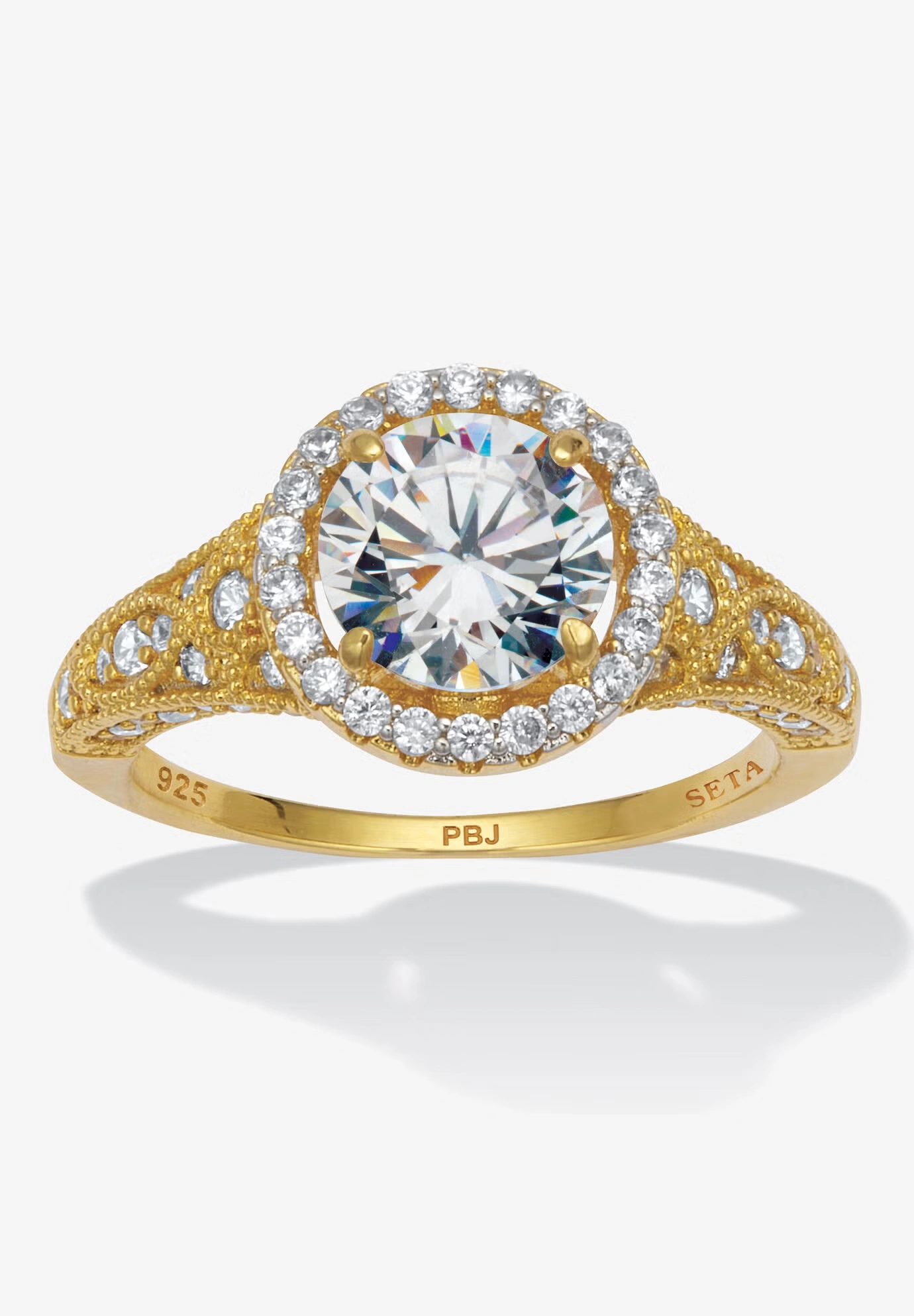 2.86 Tcw Round Cubic Zirconia Engagement Ring