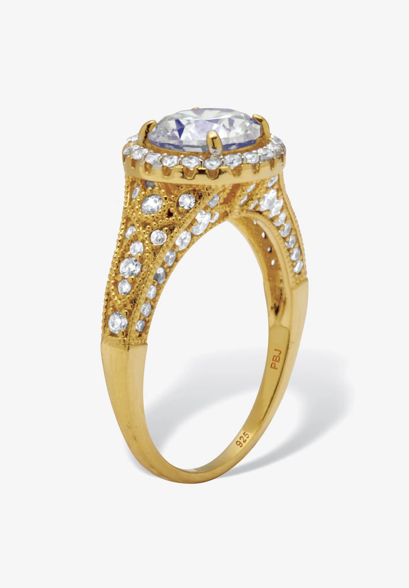 2.86 Tcw Round Cubic Zirconia Engagement Ring