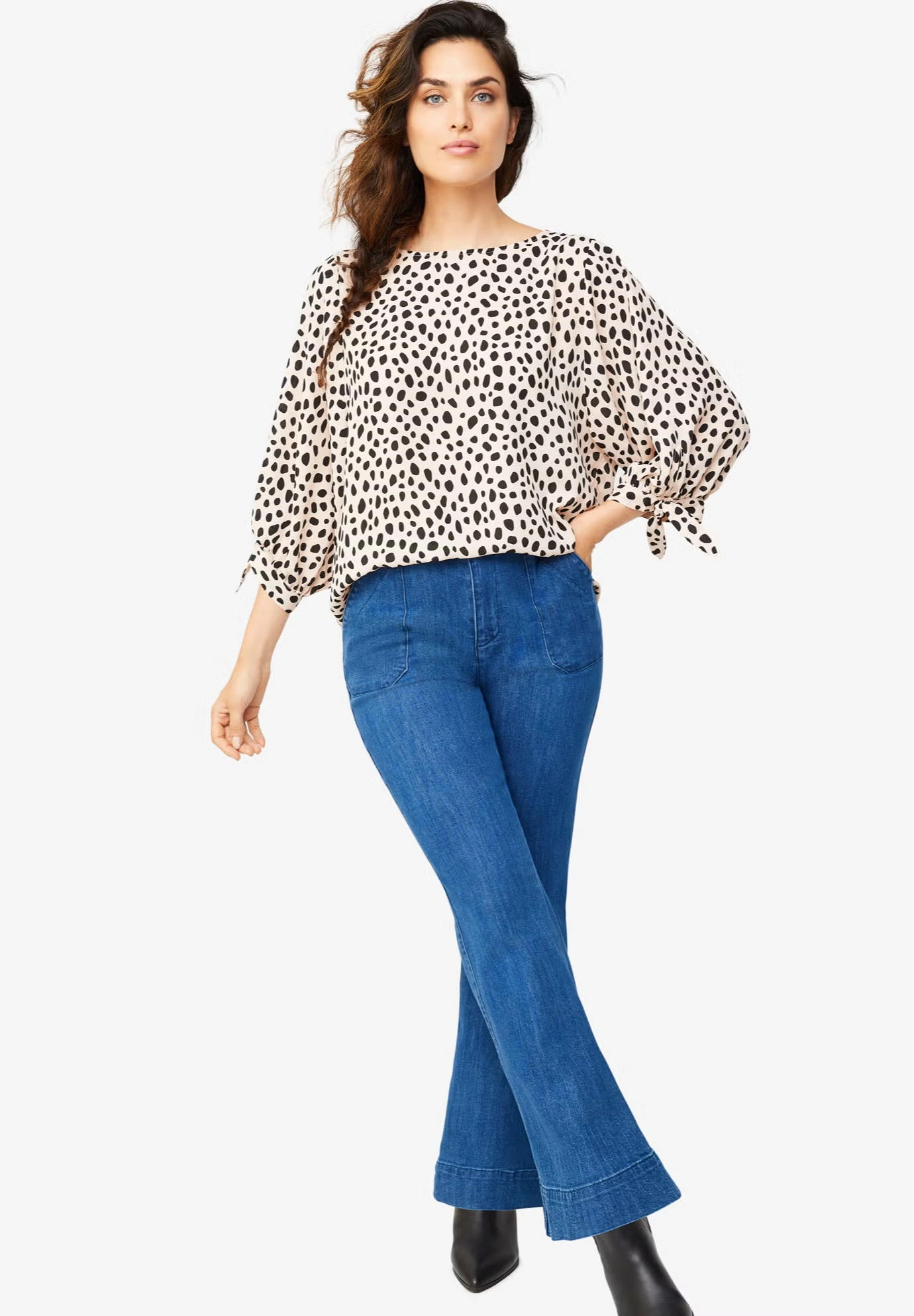 3/4 Tie-Sleeve Blouse 3 3/4 Tie-Sleeve Blouse