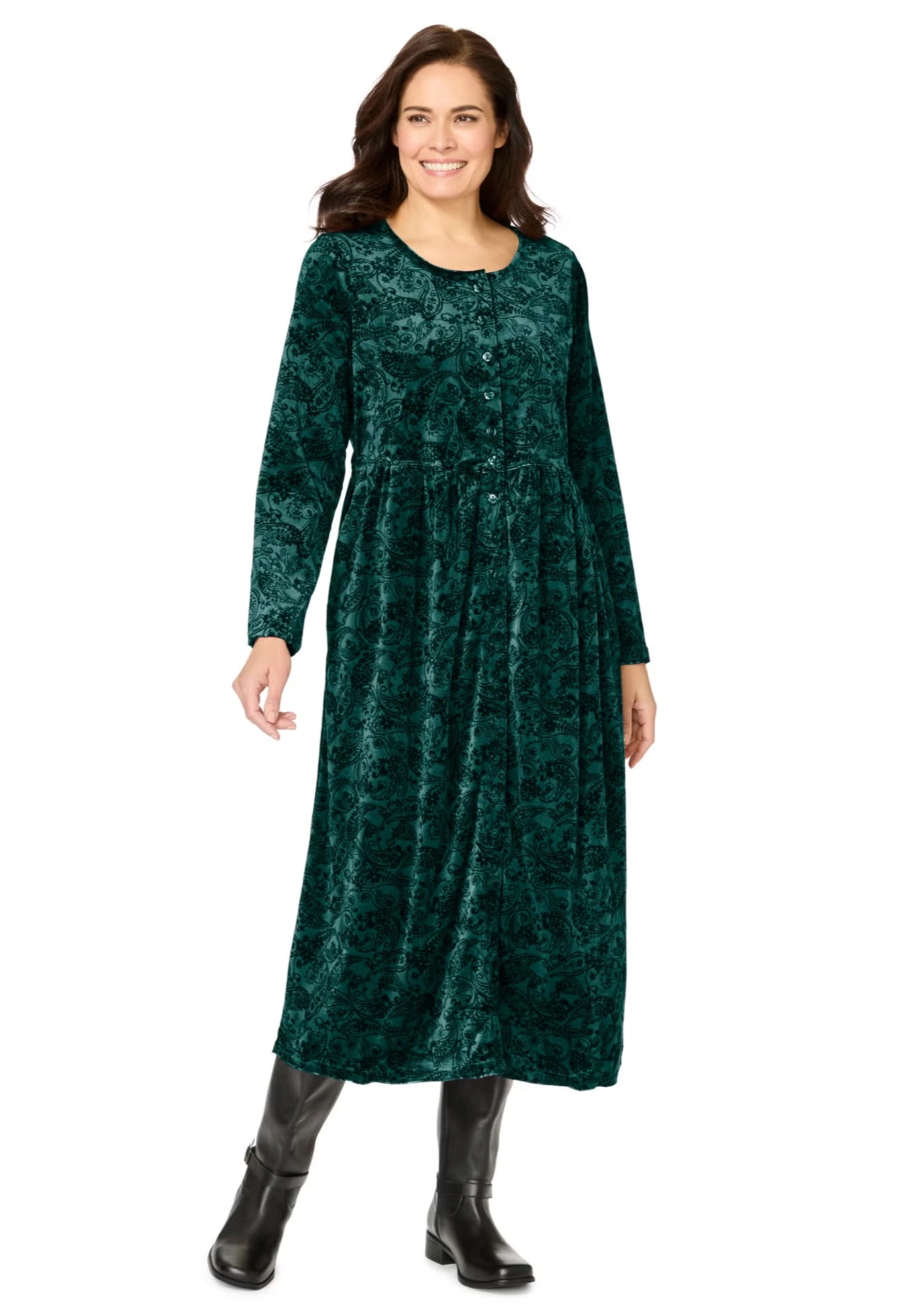 21-Button Velour Dress