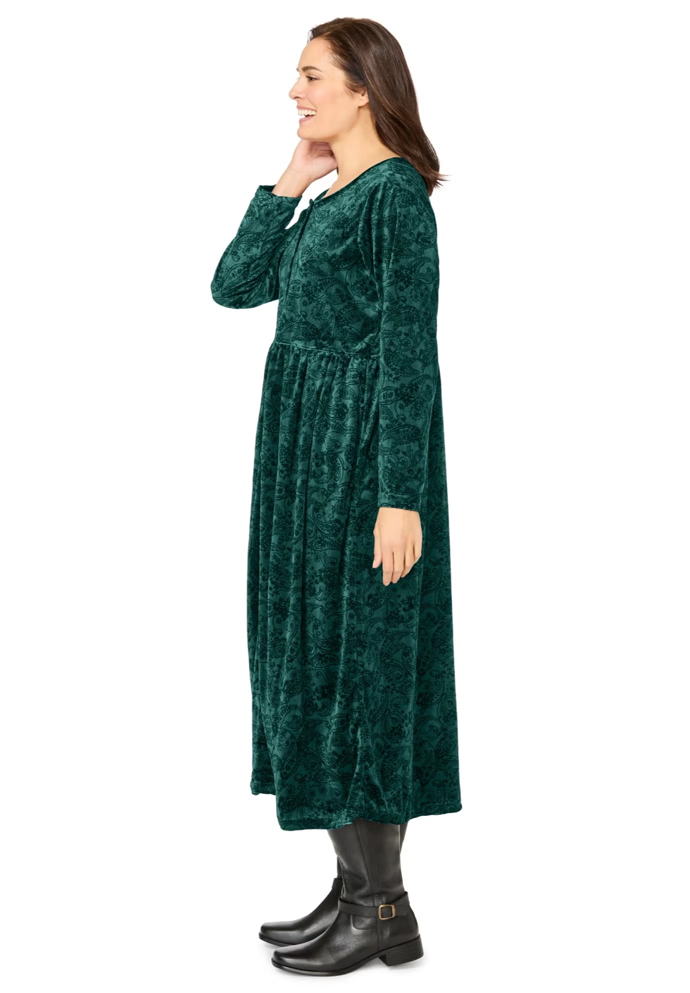 21-Button Velour Dress