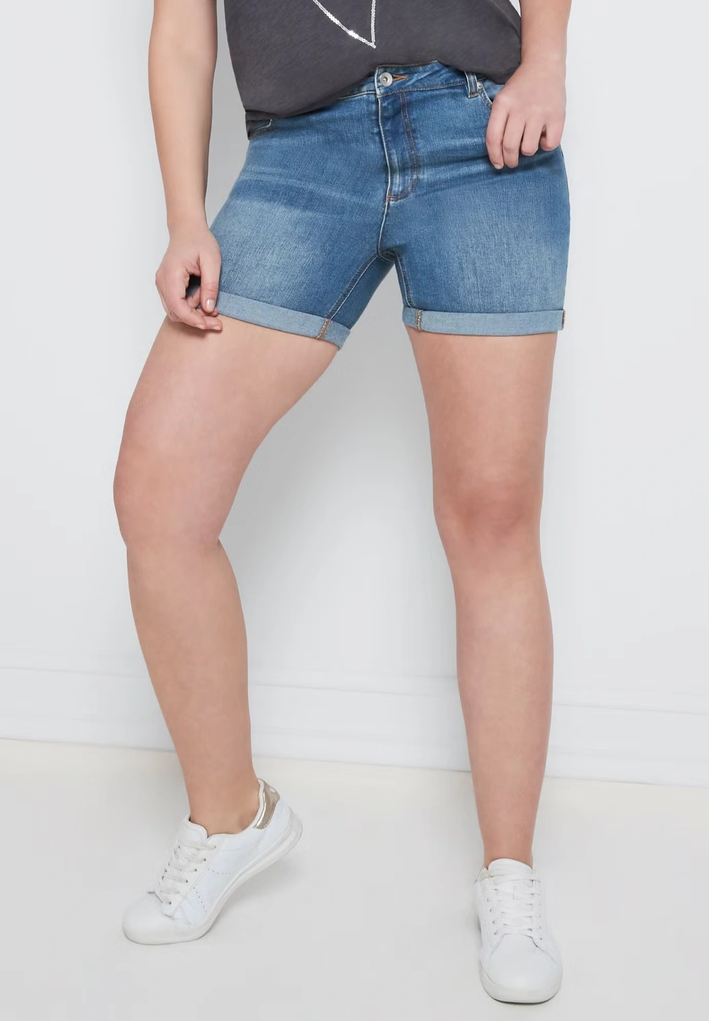 Rolled Hem Denim Shorts