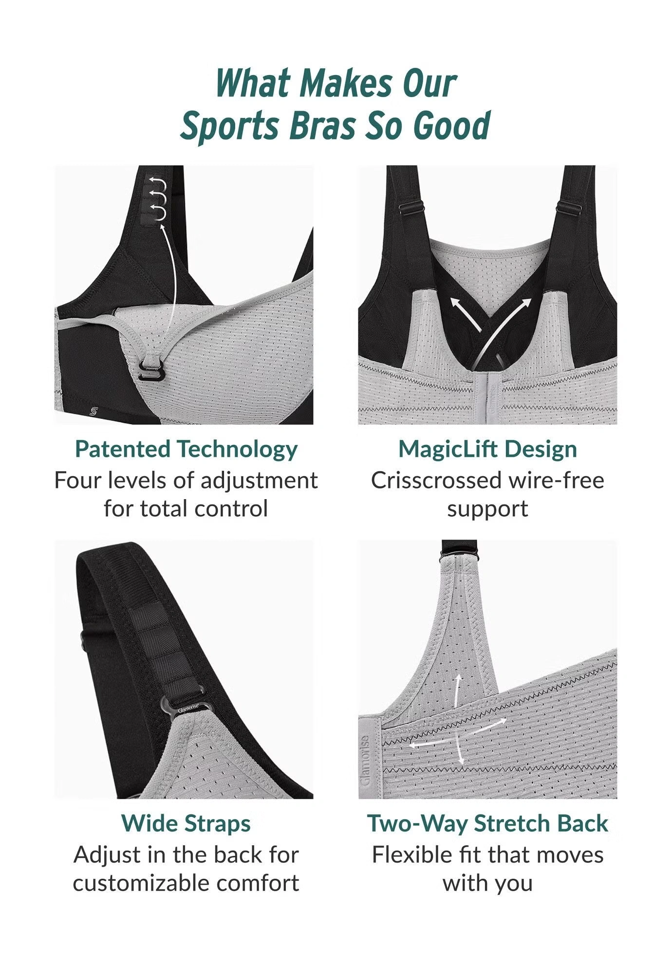 Full Figure Plus Size Custom Control Sports Bra Wirefree #1166 Bra 4 Full Figure Plus Size Custom Control Sports Bra Wirefree #1166 Bra