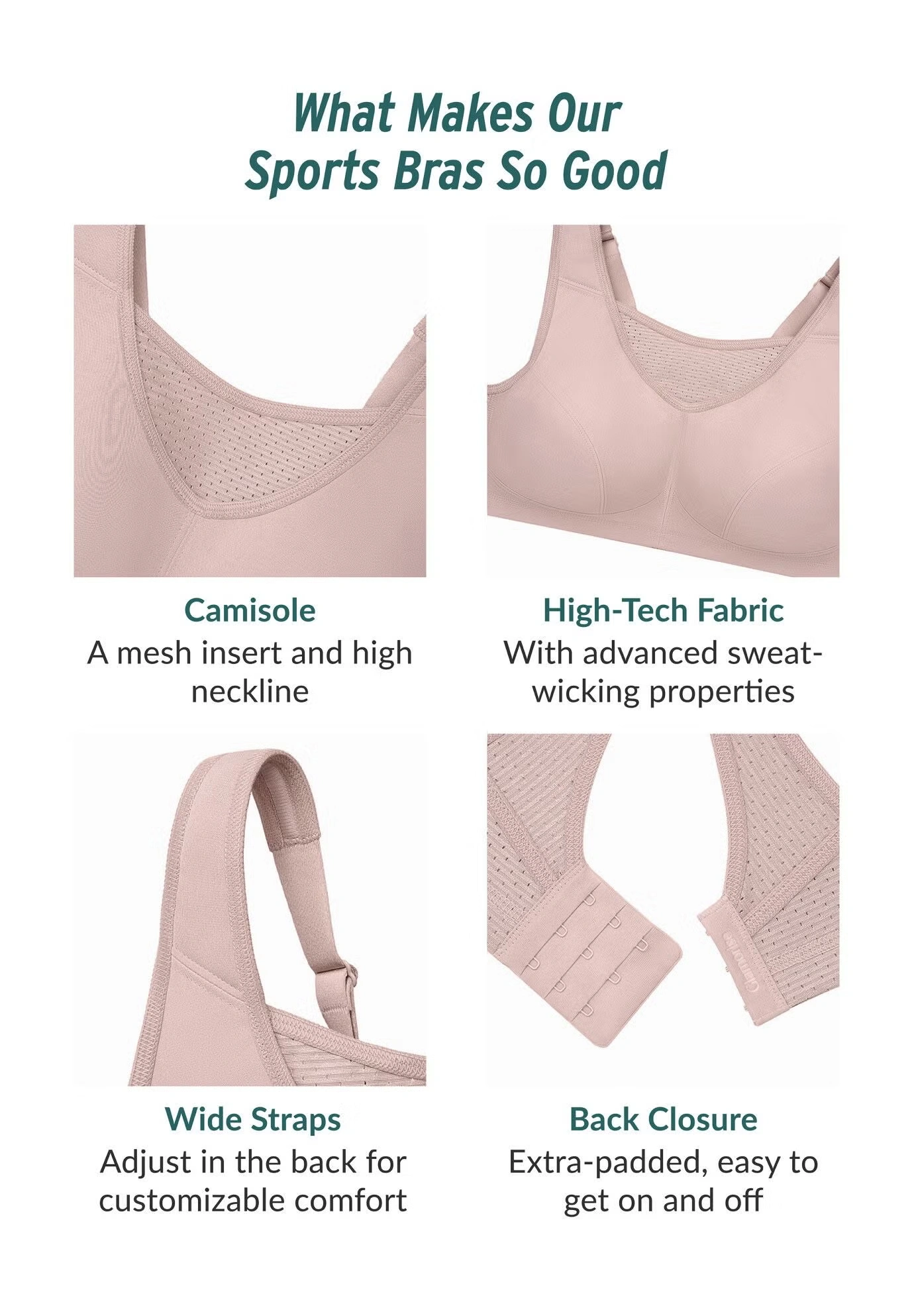 Full Figure Plus Size No-Bounce Camisole Elite Sports Bra Wirefree #1067 Bra 4 Full Figure Plus Size No-Bounce Camisole Elite Sports Bra Wirefree #1067 Bra