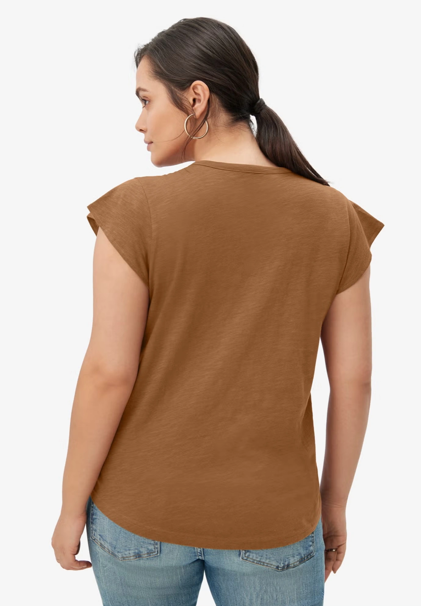 Cap Sleeve Henley Tee