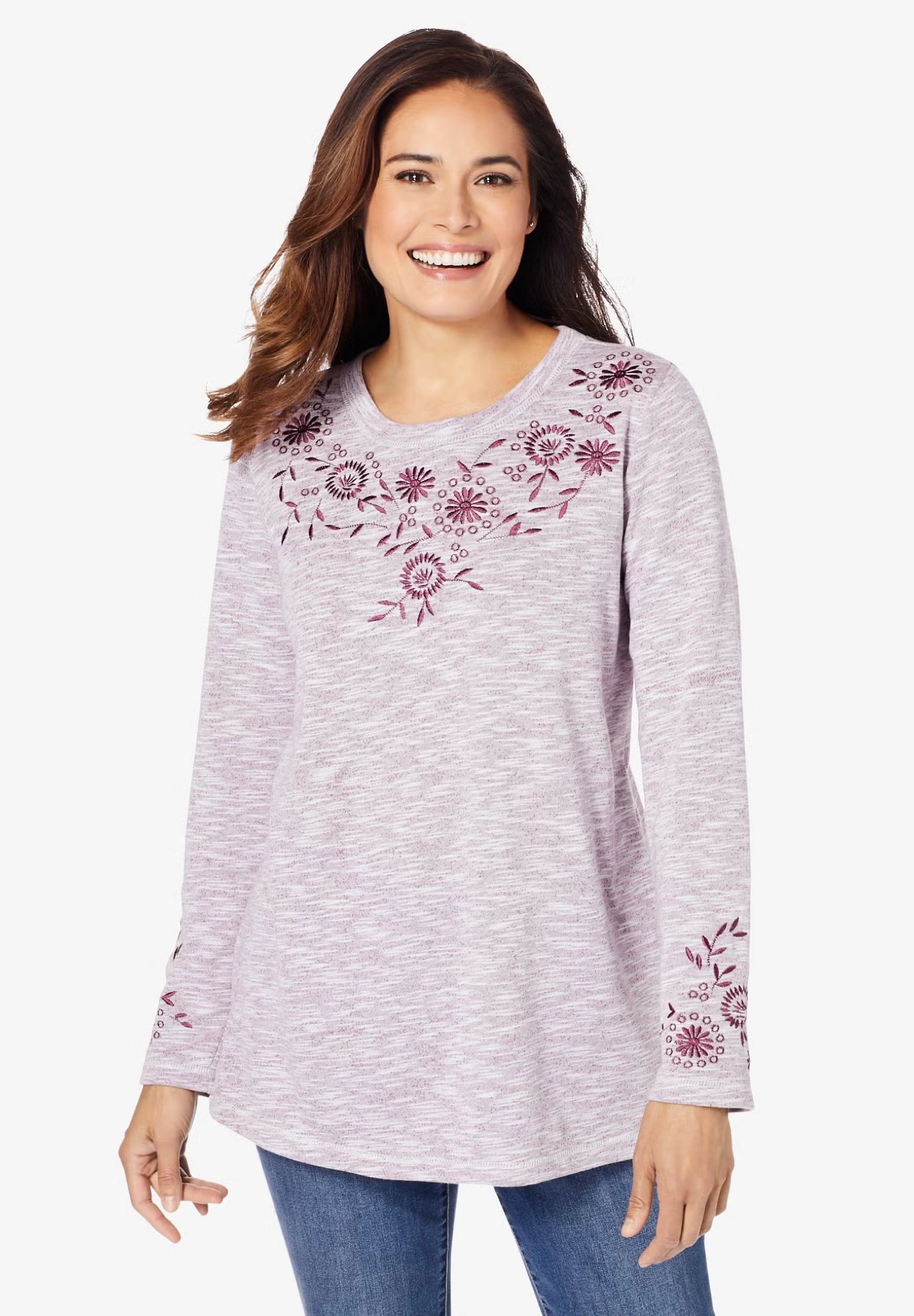 Floral Embroidered Sweatshirt Tee