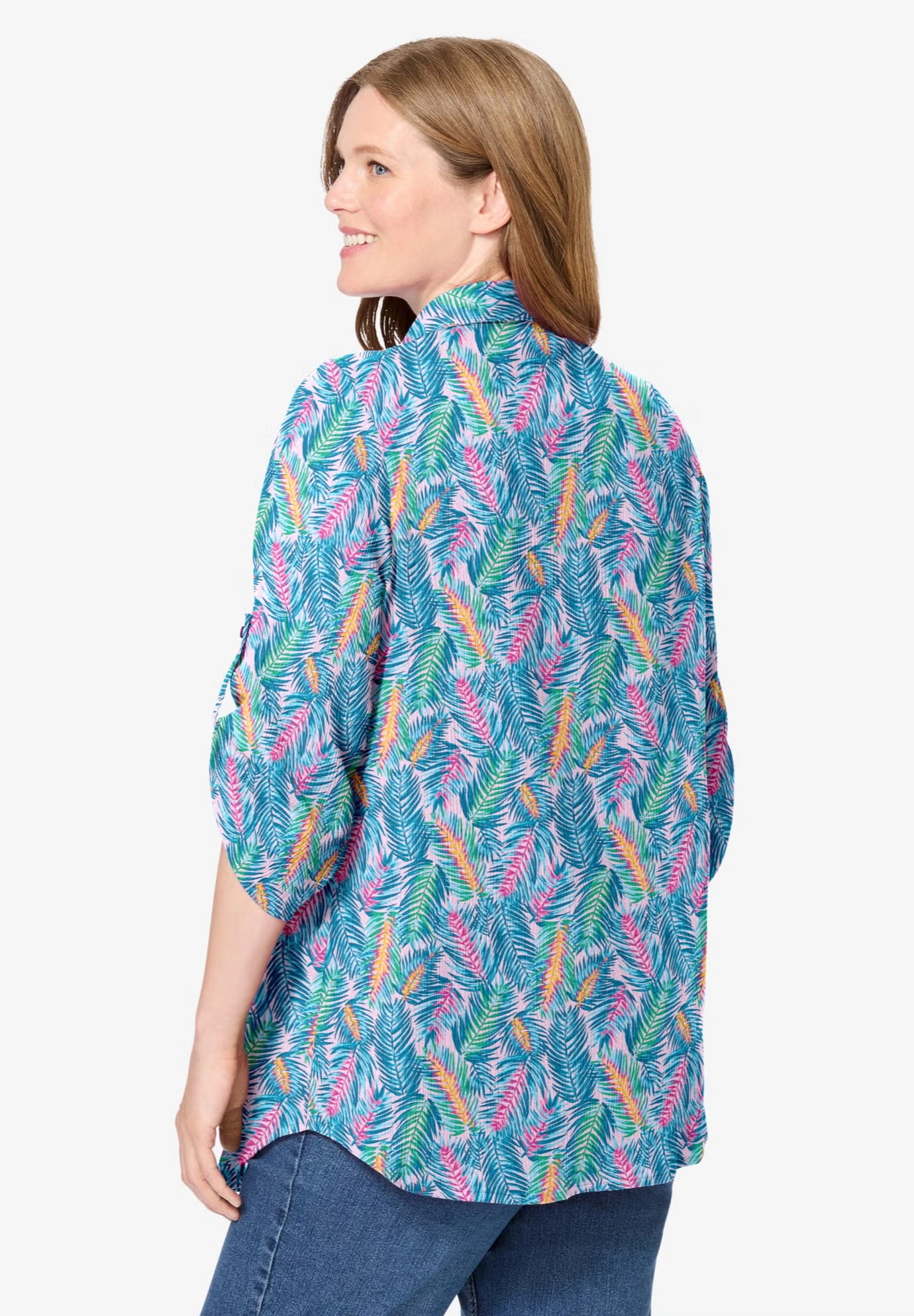 Pintucked Button Down Gauze Shirt