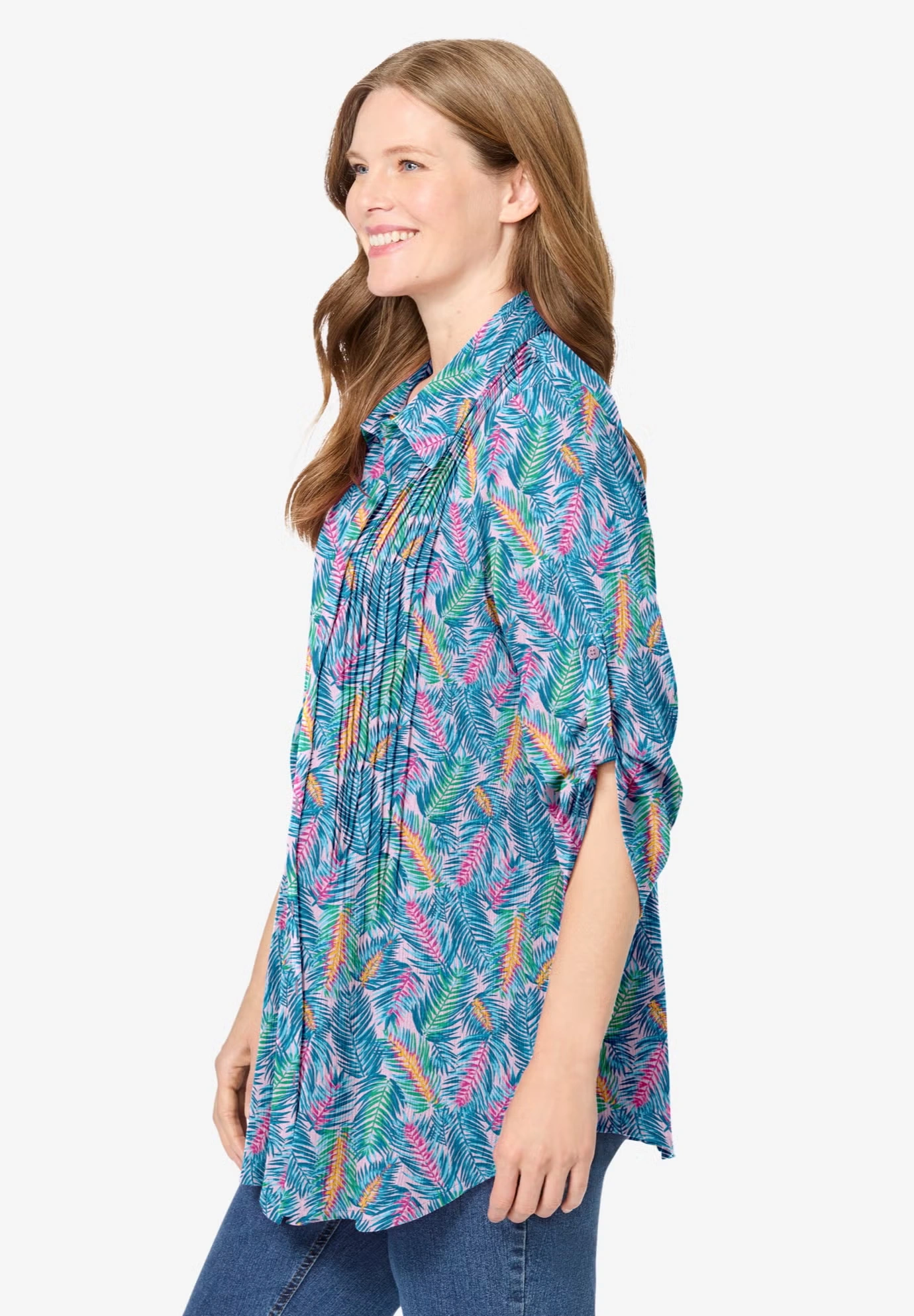 Pintucked Button Down Gauze Shirt 3 Pintucked Button Down Gauze Shirt