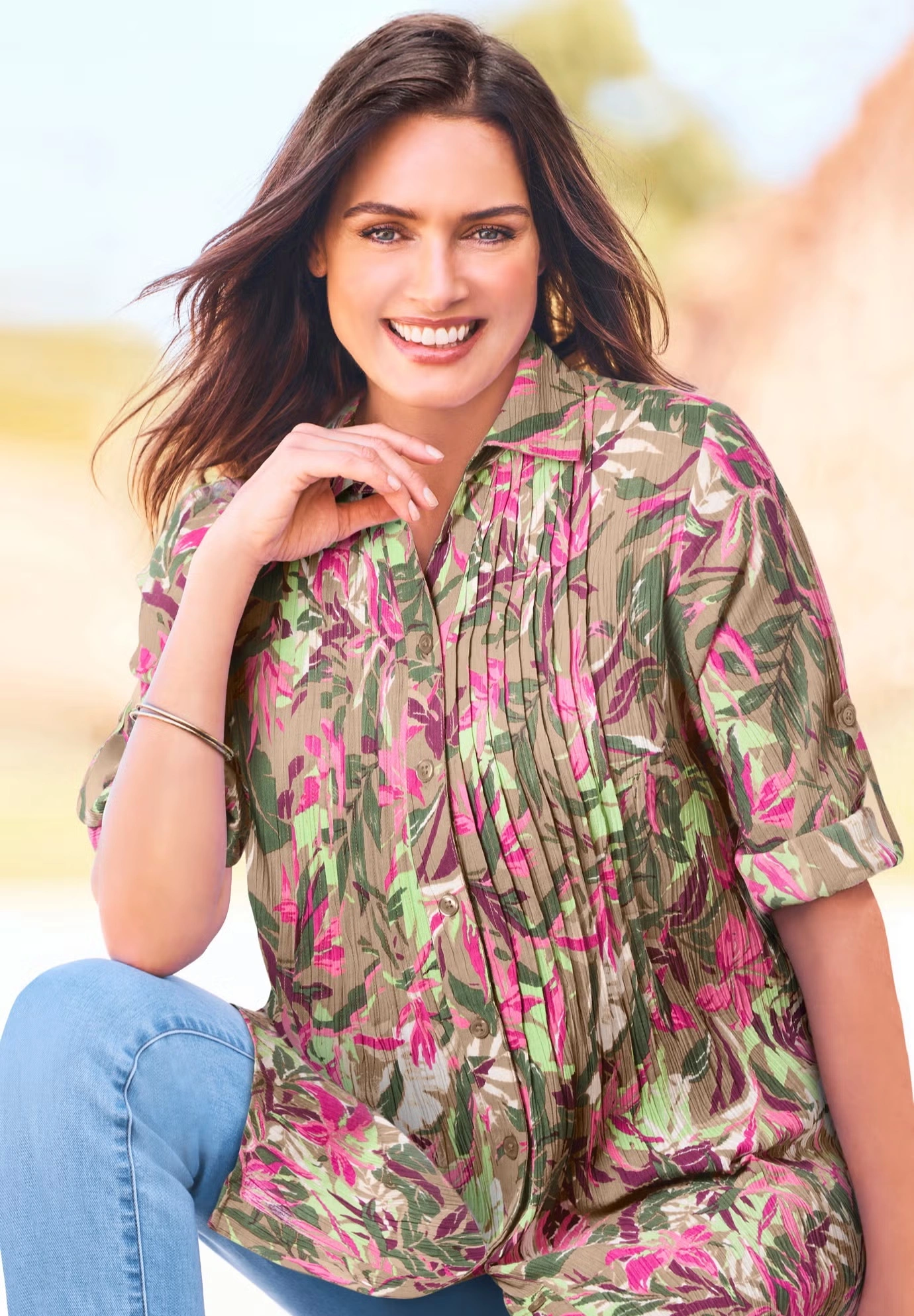 Pintucked Button Down Gauze Shirt 5 Pintucked Button Down Gauze Shirt