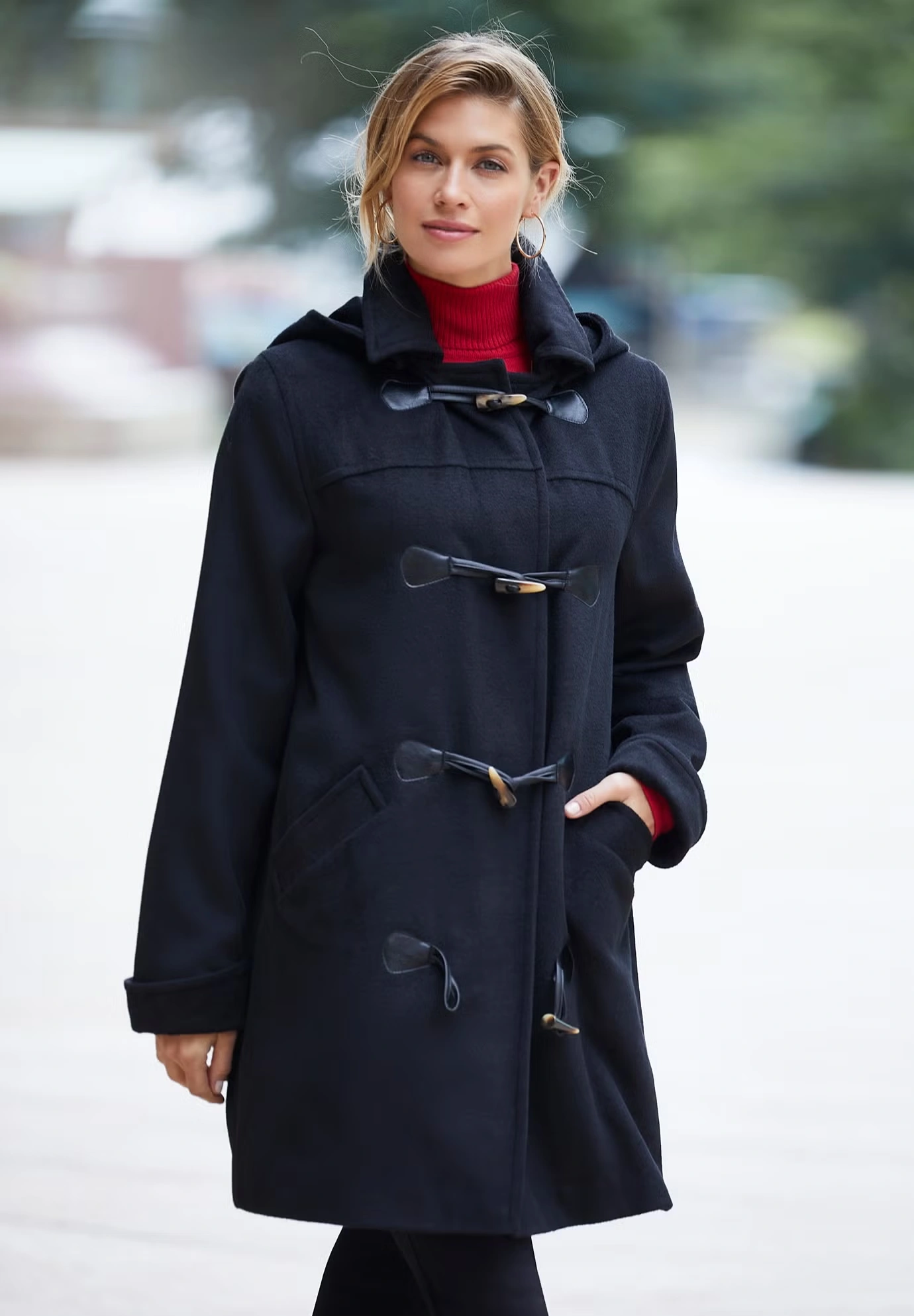 Hooded Toggle Wool Coat