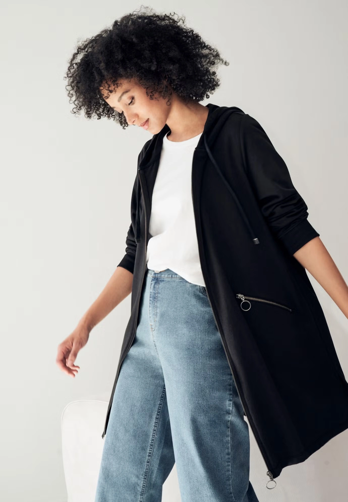 French Terry Zip-Front Hoodie With Zip Pockets 5 French Terry Zip-Front Hoodie With Zip Pockets