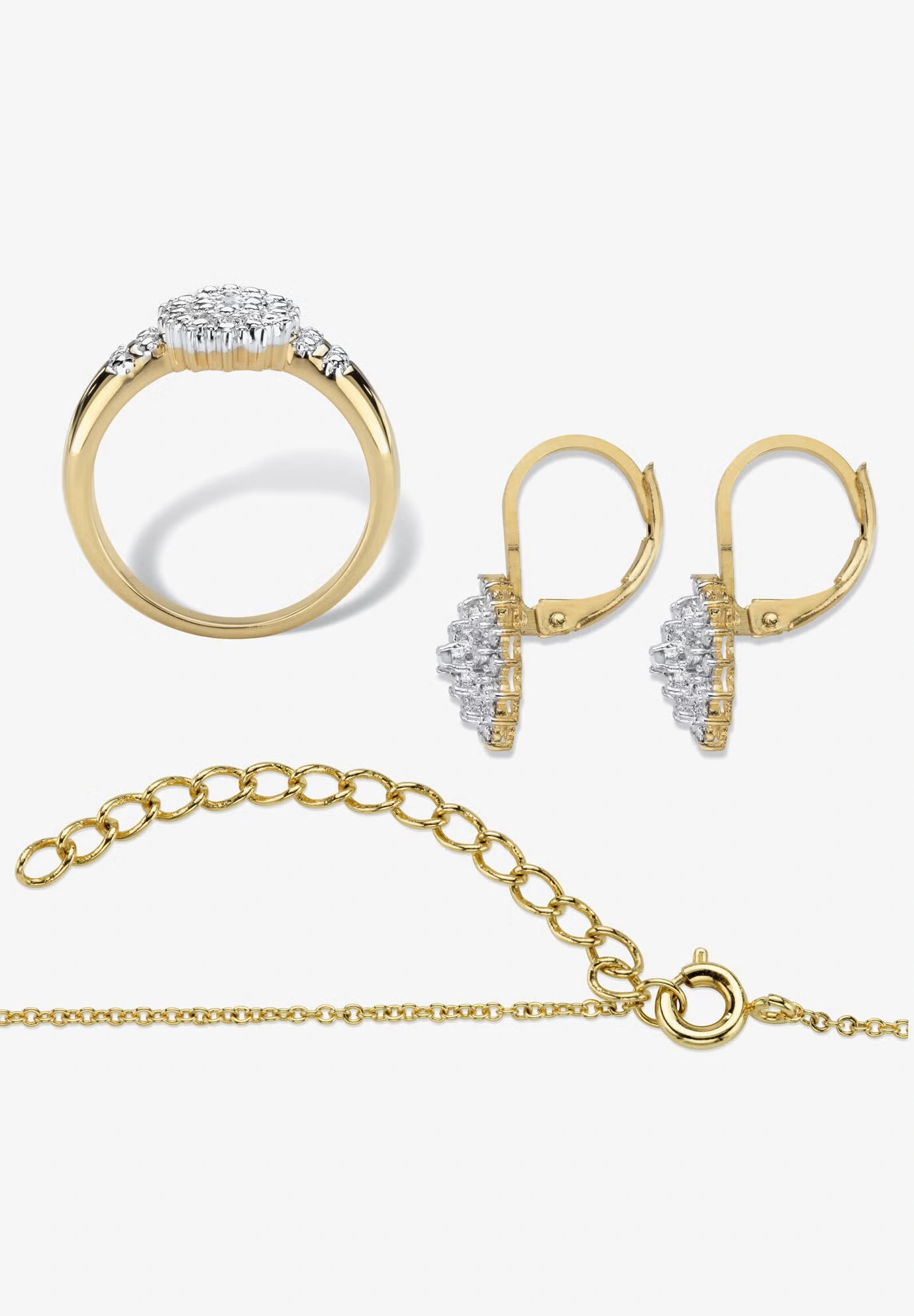 Gold Plated Genuine Diamond Jewelry Set