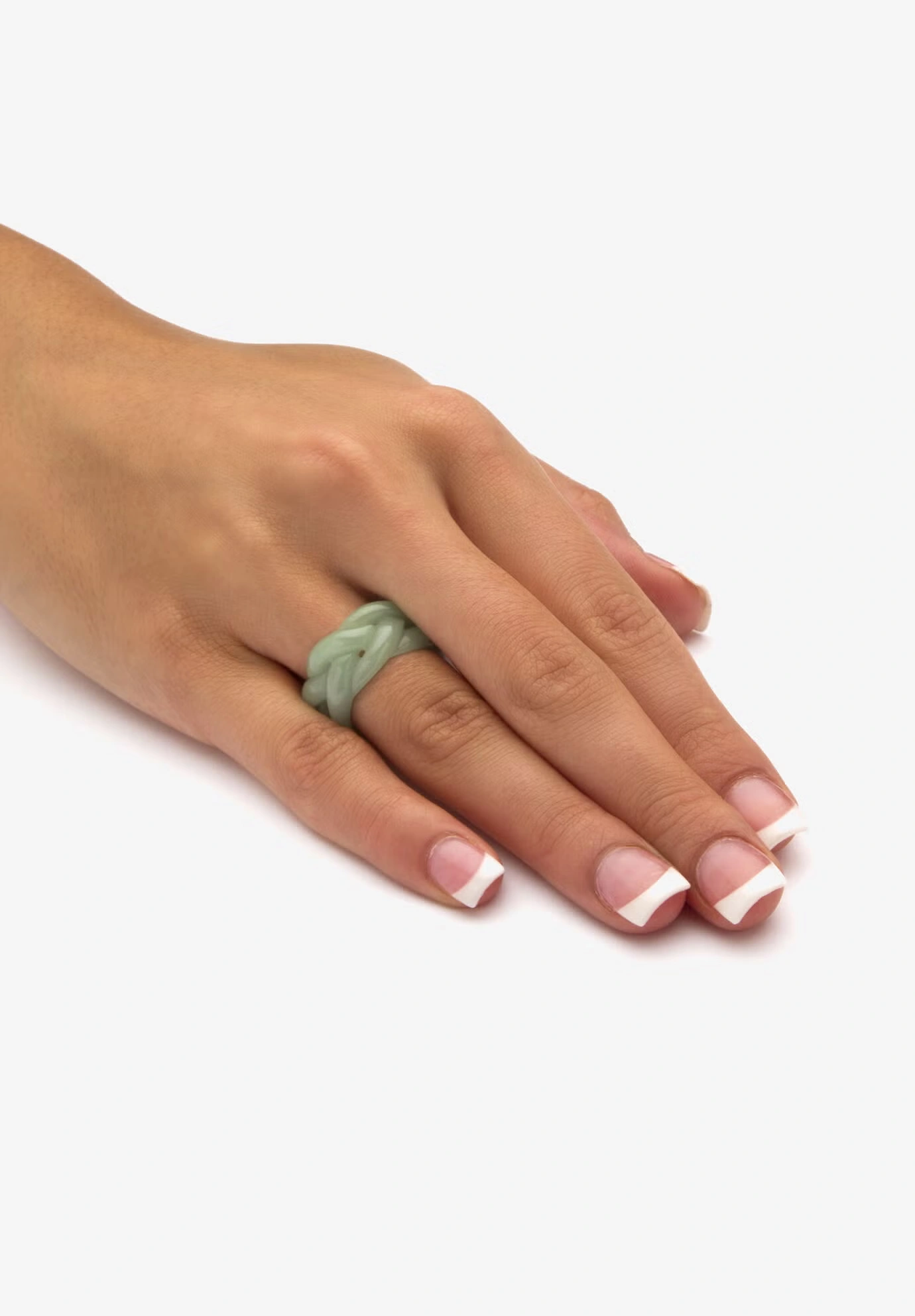 Genuine Green Jade Braided Eternity Ring 3 Genuine Green Jade Braided Eternity Ring