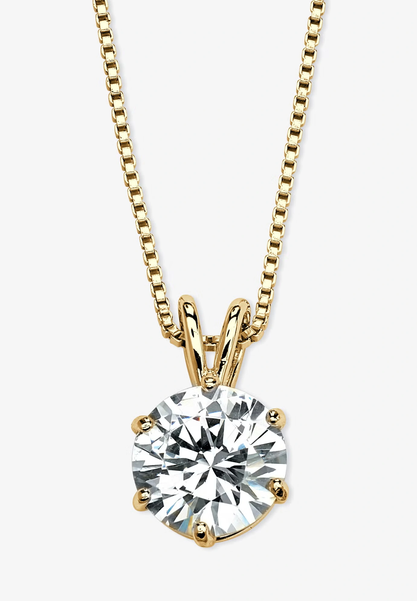 Gold over Sterling Silver Cubic Zirconia Solitaire Pendant