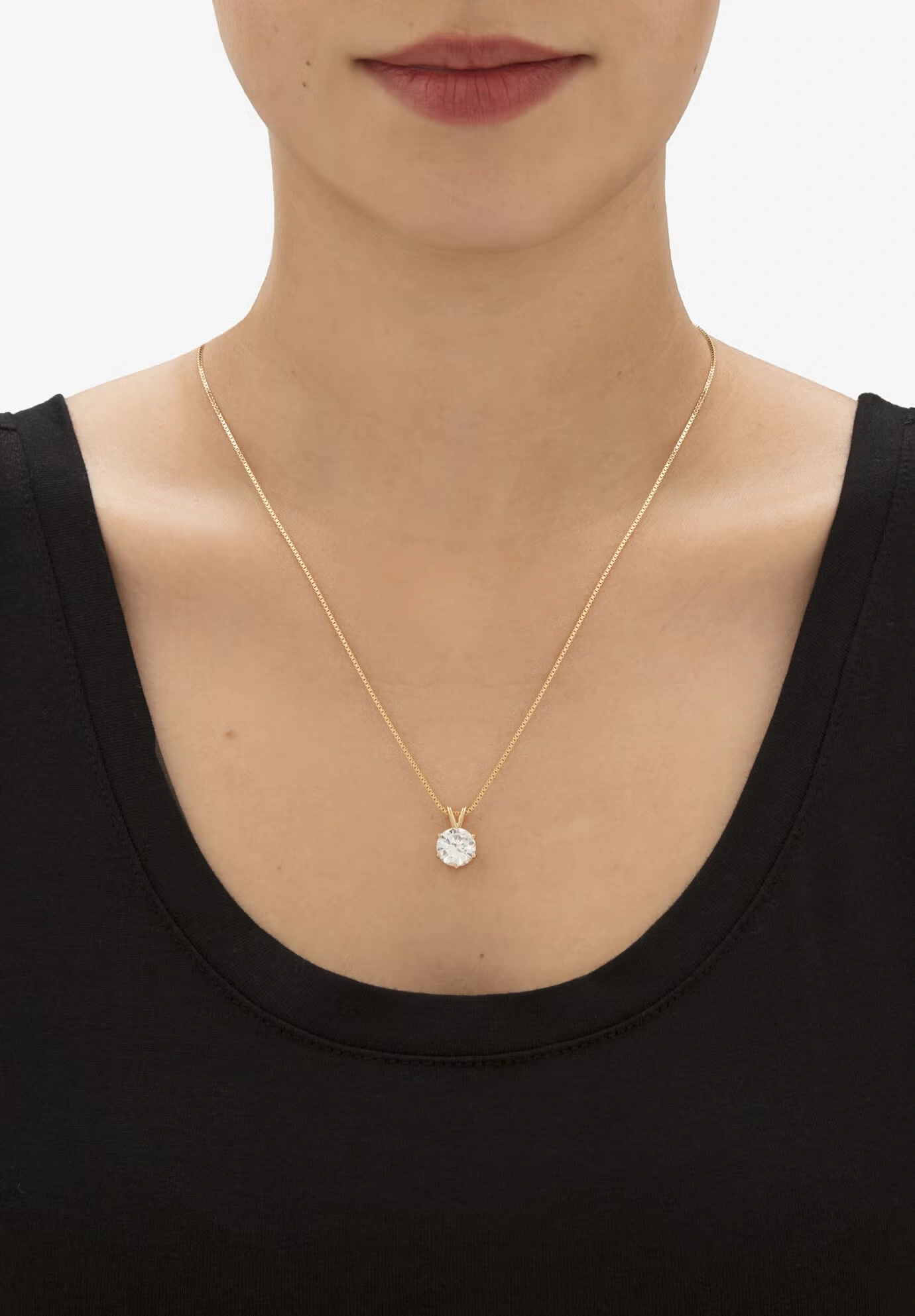 Gold over Sterling Silver Cubic Zirconia Solitaire Pendant 3 Gold over Sterling Silver Cubic Zirconia Solitaire Pendant