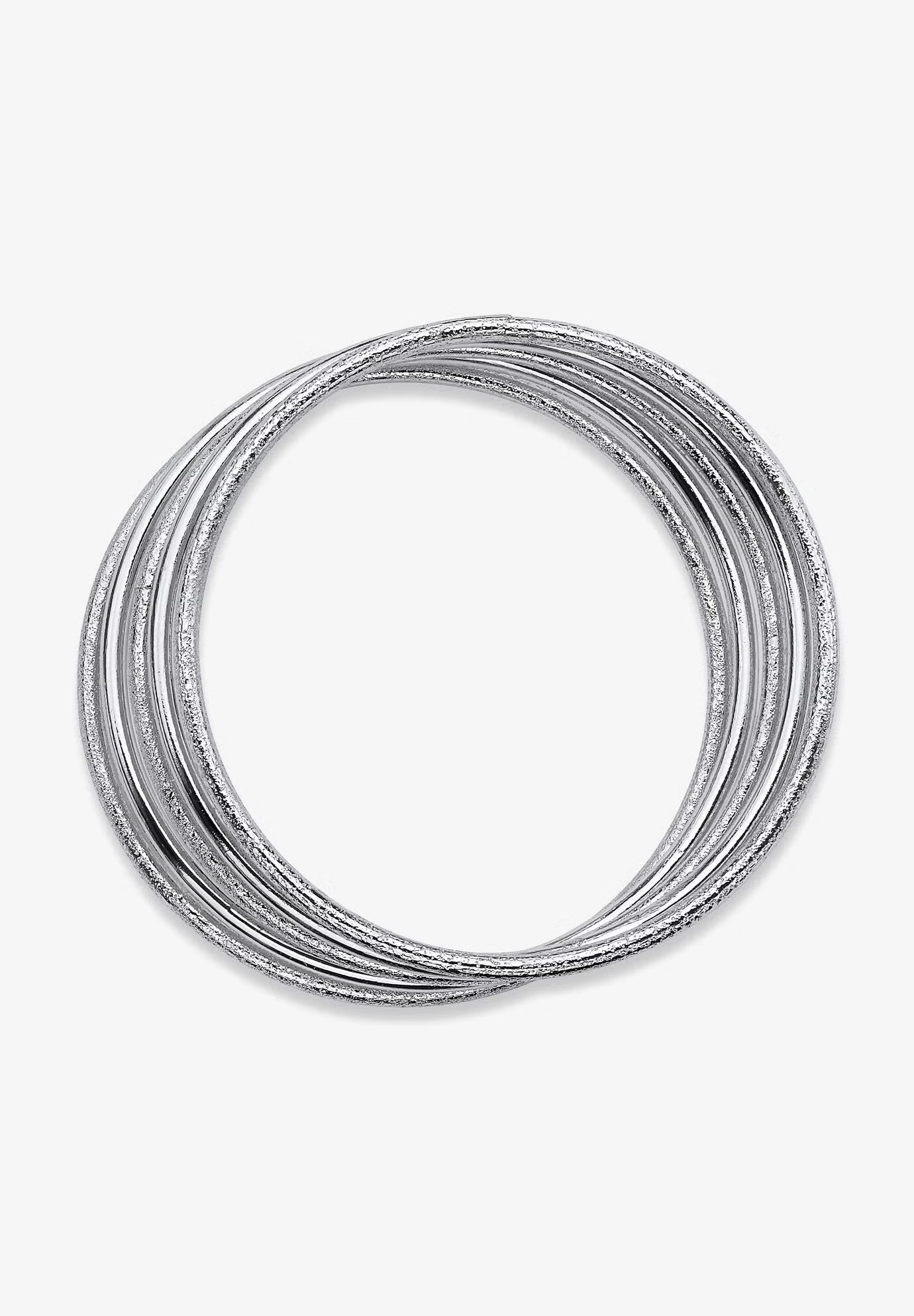 Silvertone 5 Piece Bangle Bracelet Set, 9"