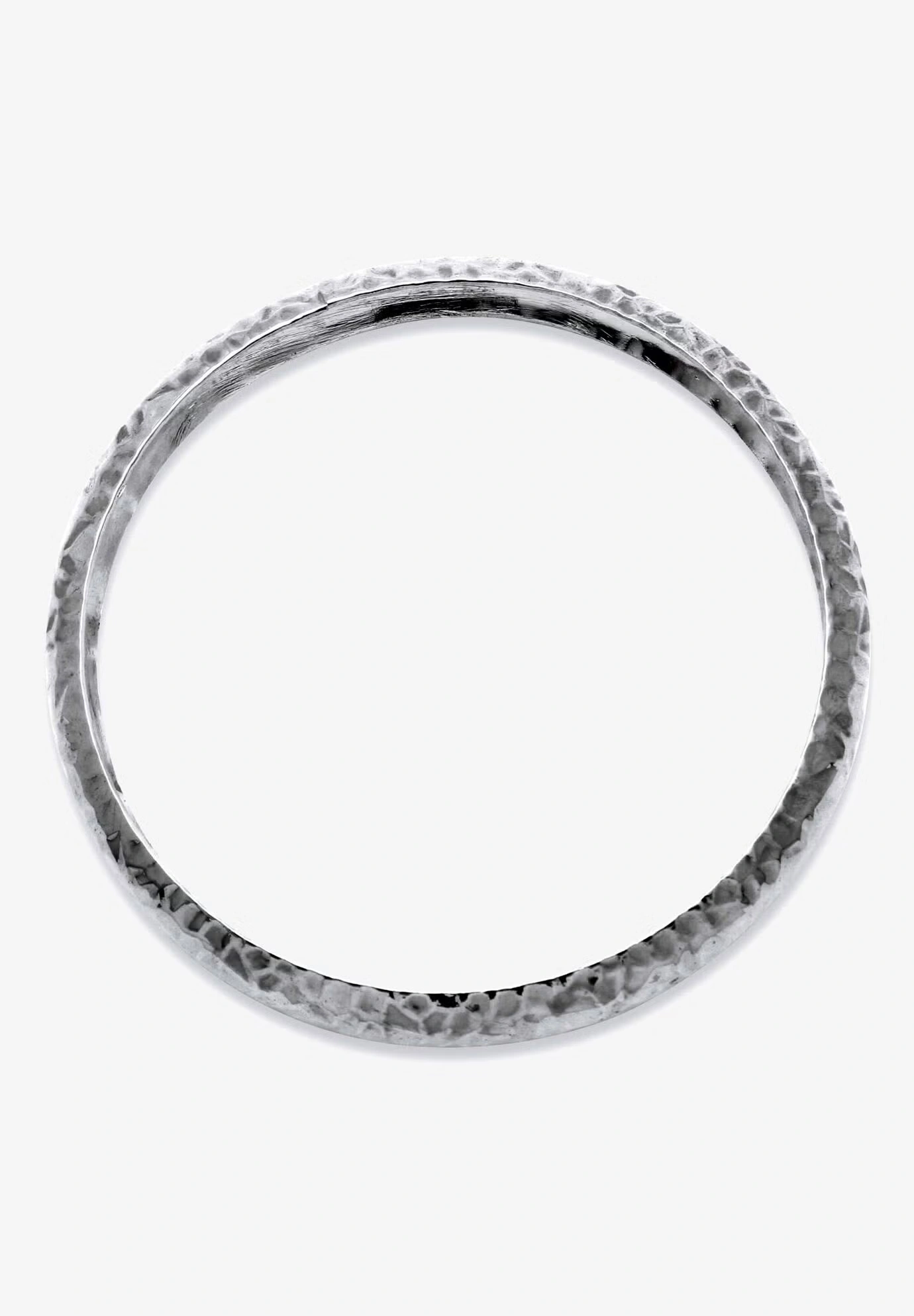 Silvertone Hammered 3 Piece Stack Bracelet Set, 8.5"