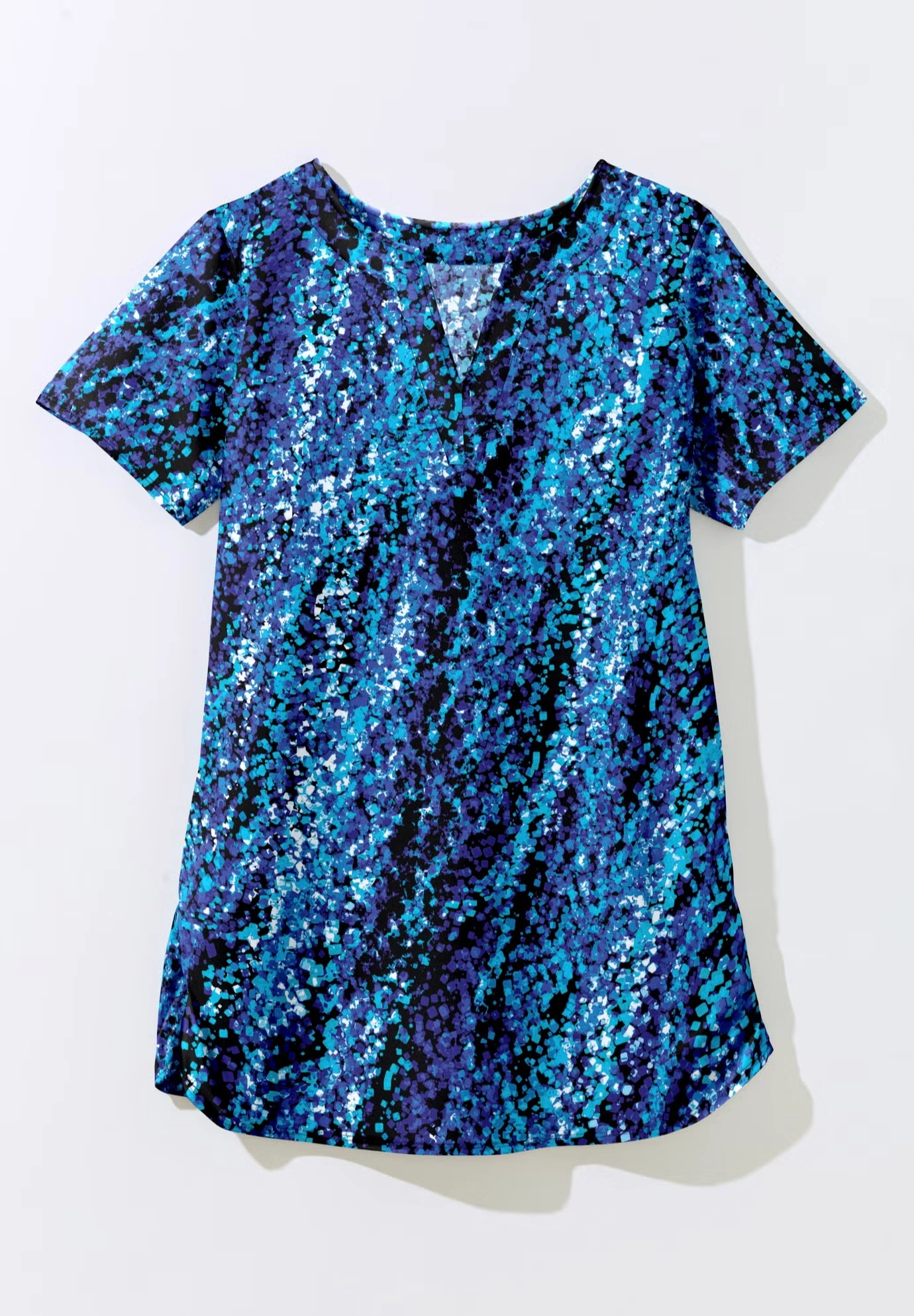 Split-Neck Short Sleeve Swim Tee with Built-In Bra 4 Split-Neck Short Sleeve Swim Tee with Built-In Bra