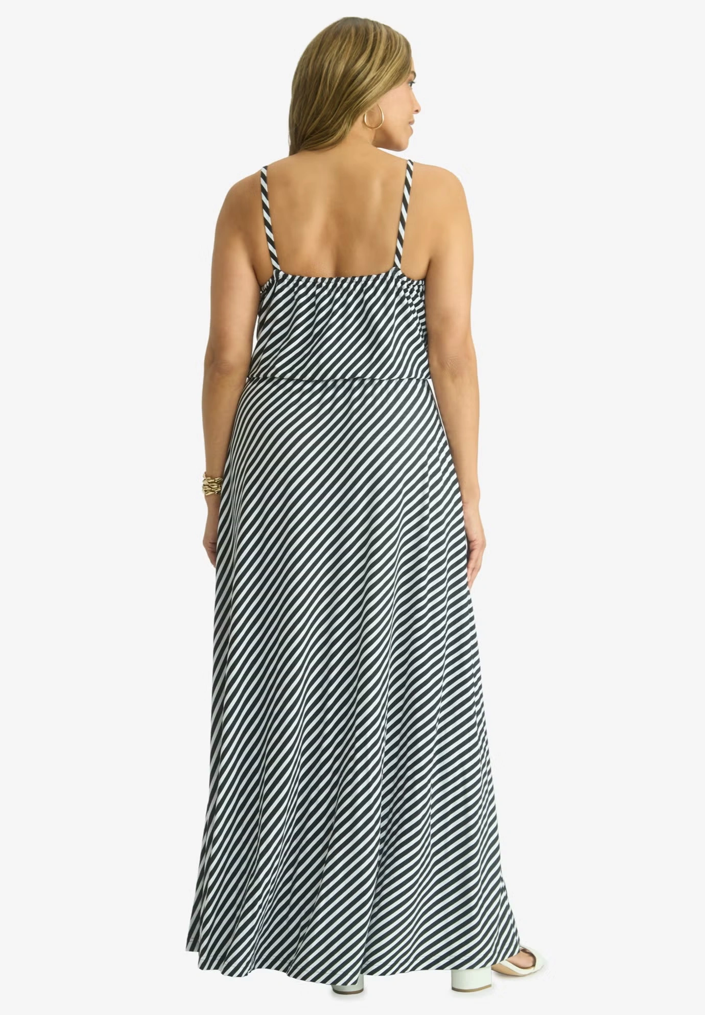 Stretch Knit Blouson Maxi Dress