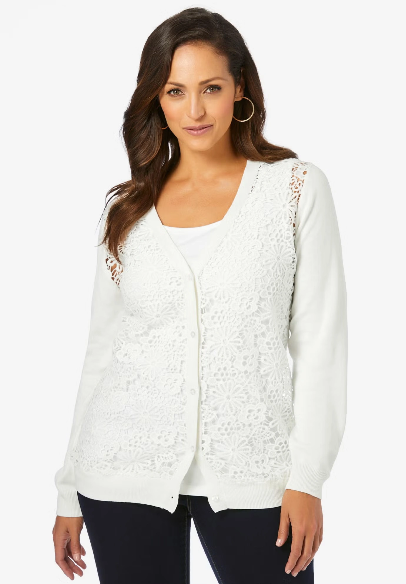 Crochet Button-front Cardigan